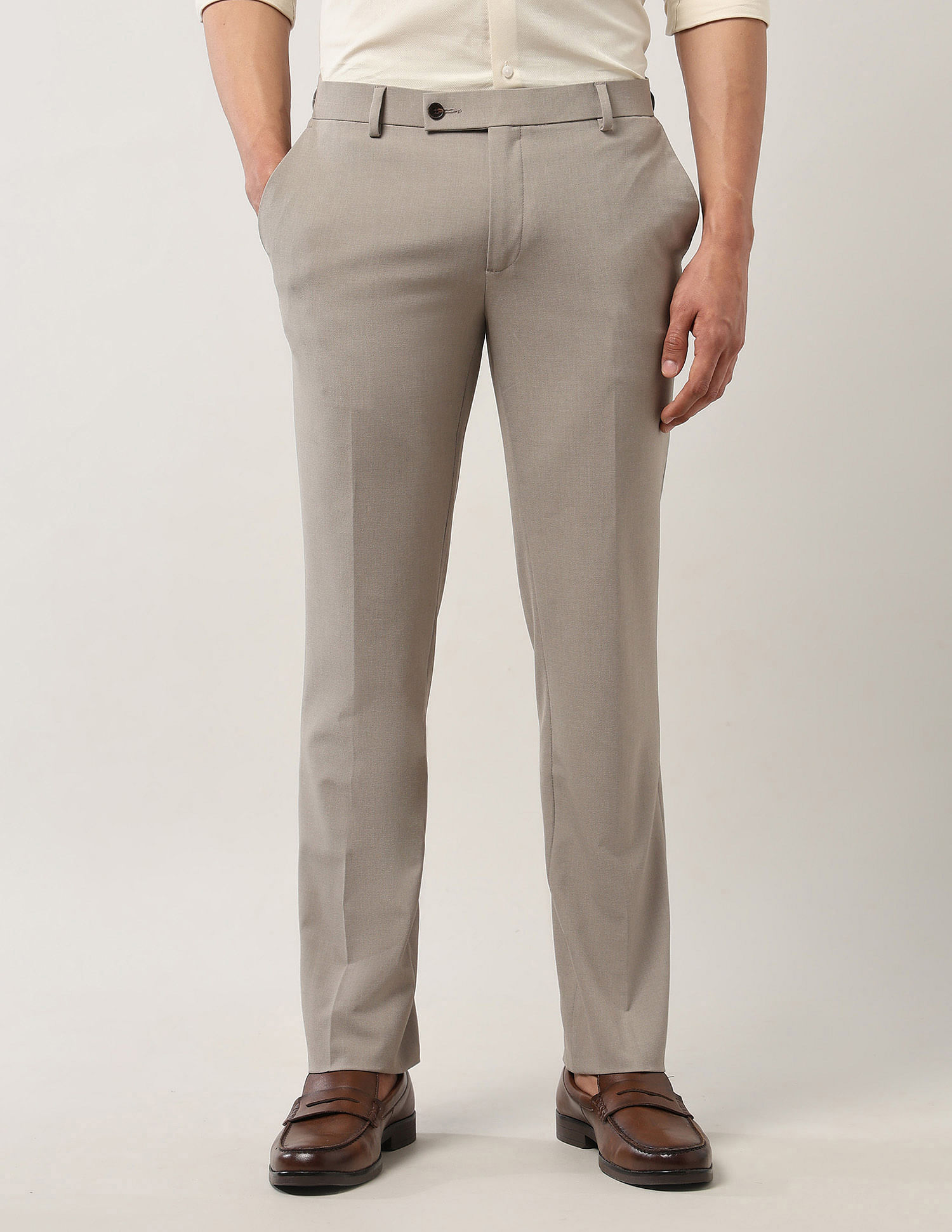 Arrow Regular Fit Mid Rise Trousers