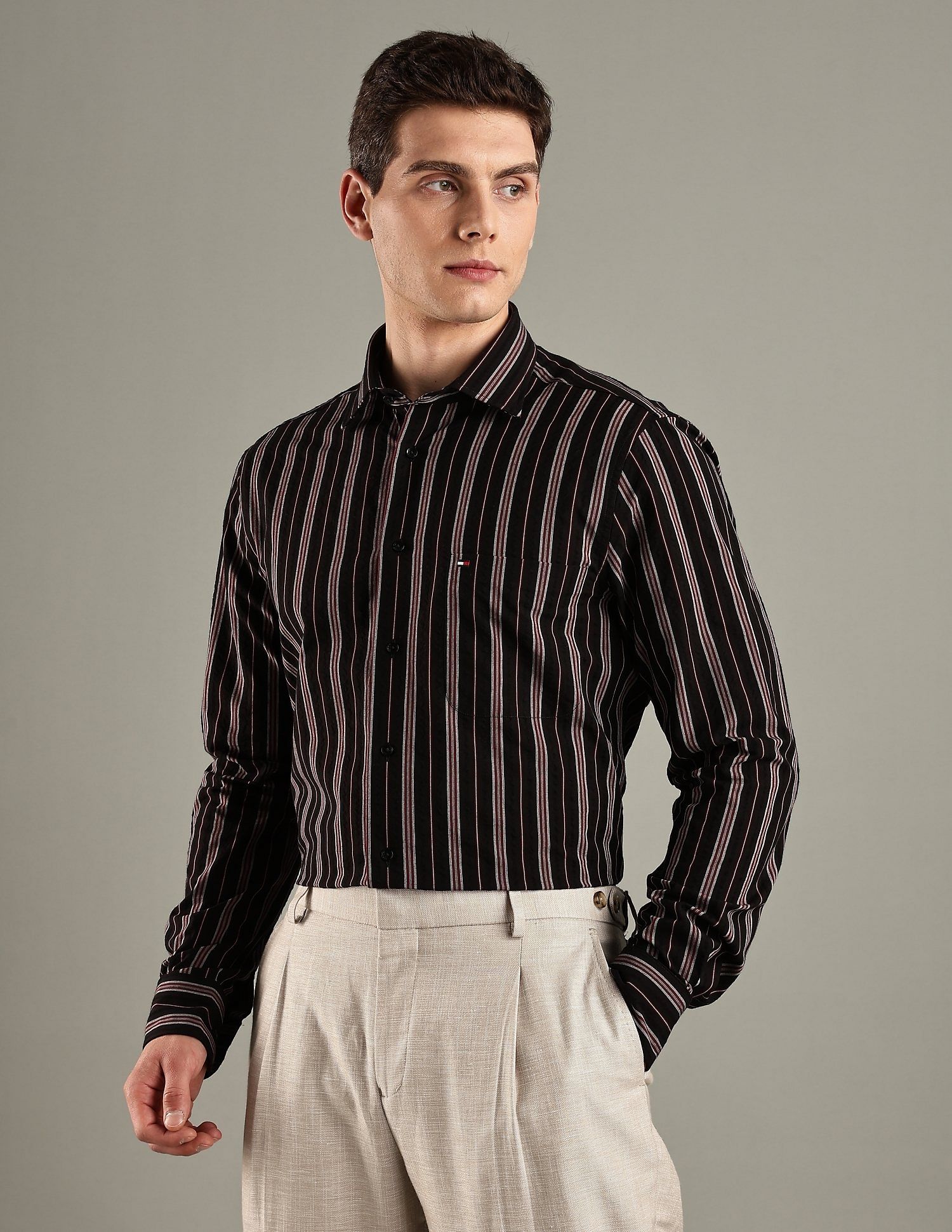 Tommy Hilfiger Striped Slim-Fit Cotton Woven Shirt