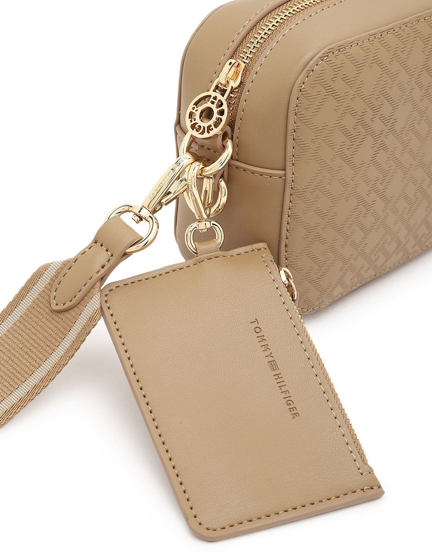 Tommy Hilfiger Textured Beige PU Sling Bag