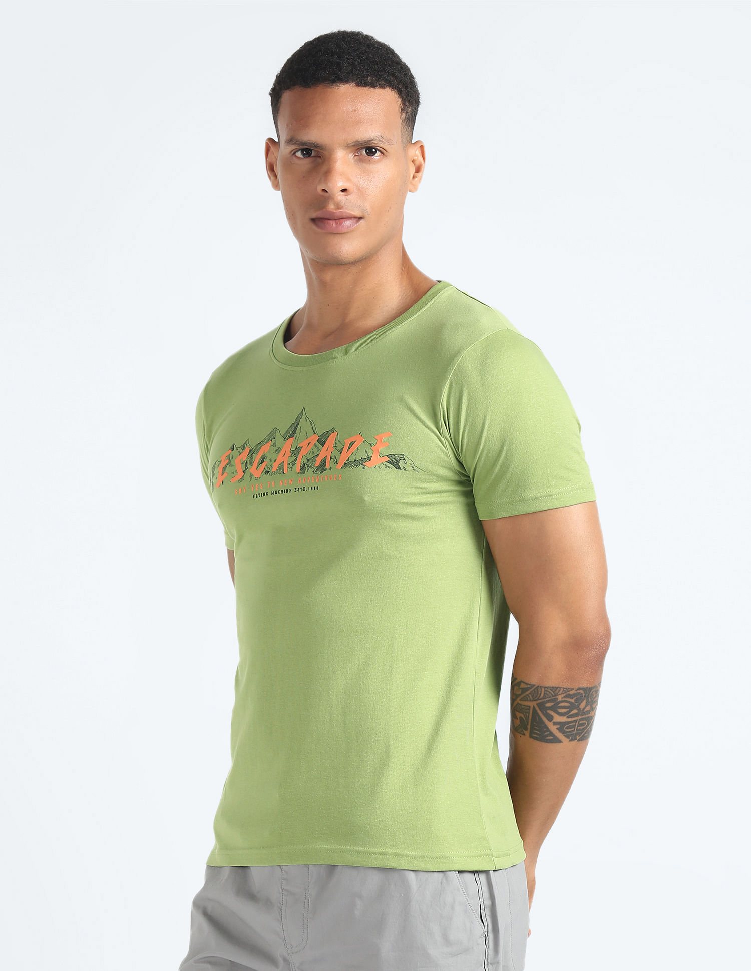 Flying Machine Graphic Print Cotton T-Shirt