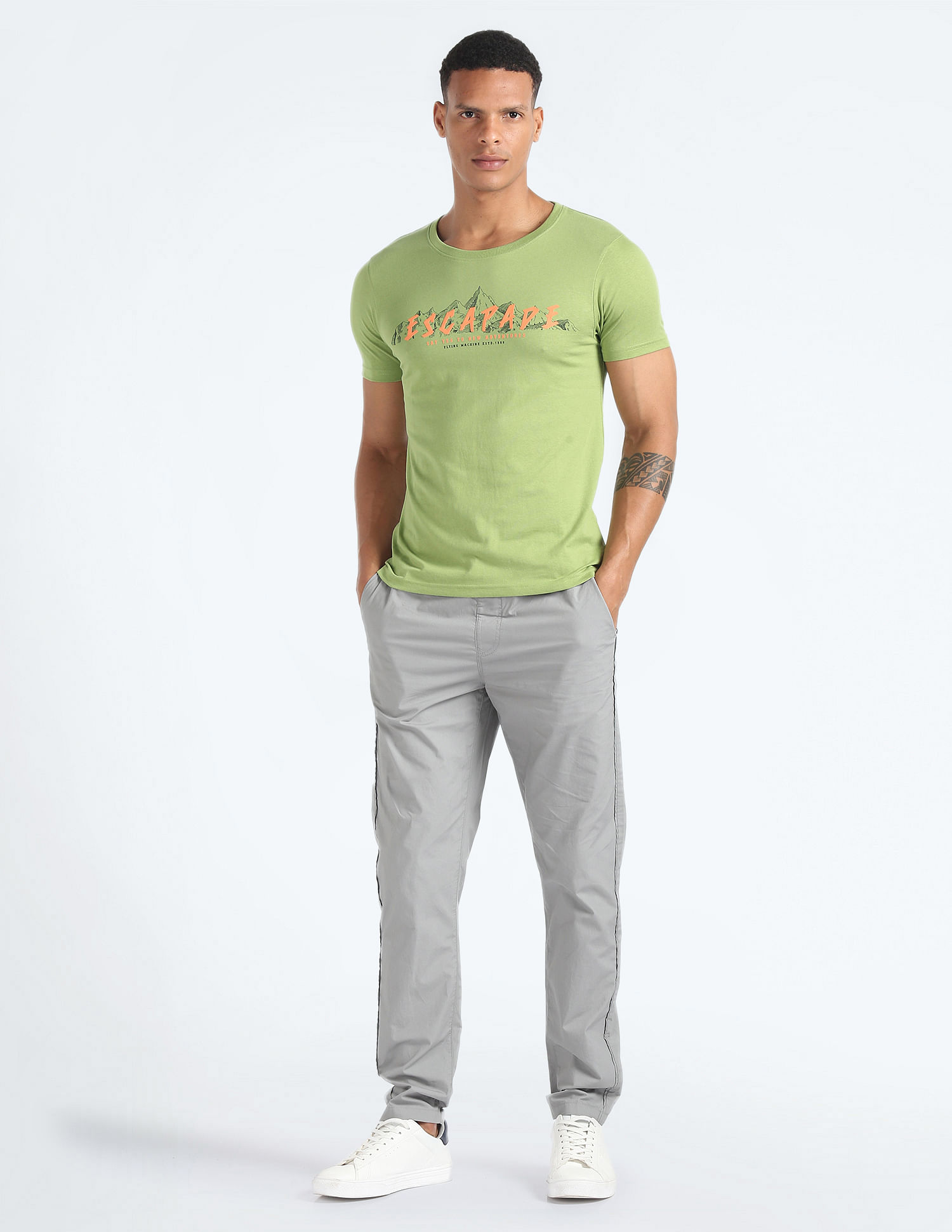 Flying Machine Graphic Print Cotton T-Shirt