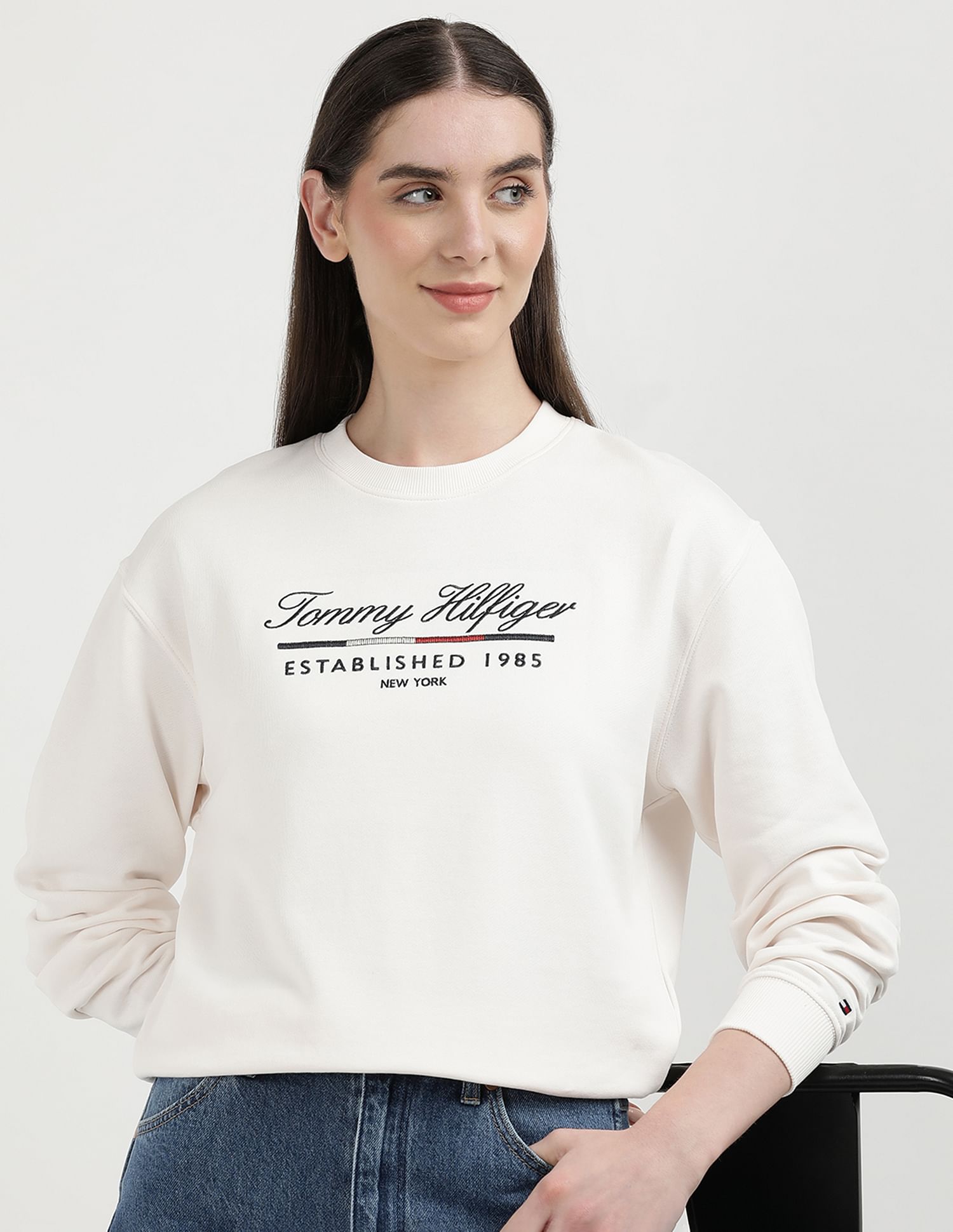 Buy Tommy Hilfiger Brand Embroidered Crew Neck Sweatshirt NNNOW