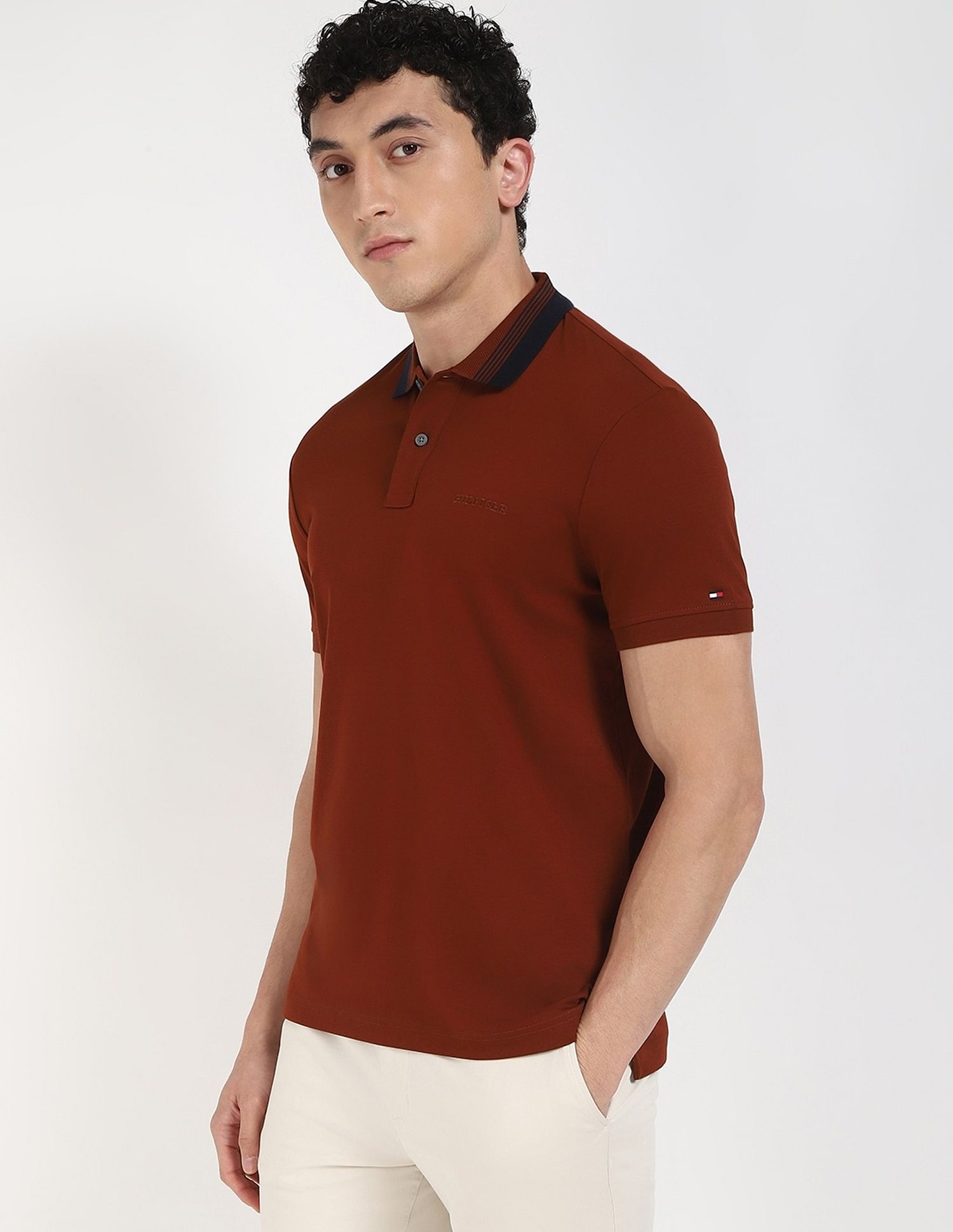 Tommy Hilfiger Solid Regular-Fit Cotton Polo Shirt