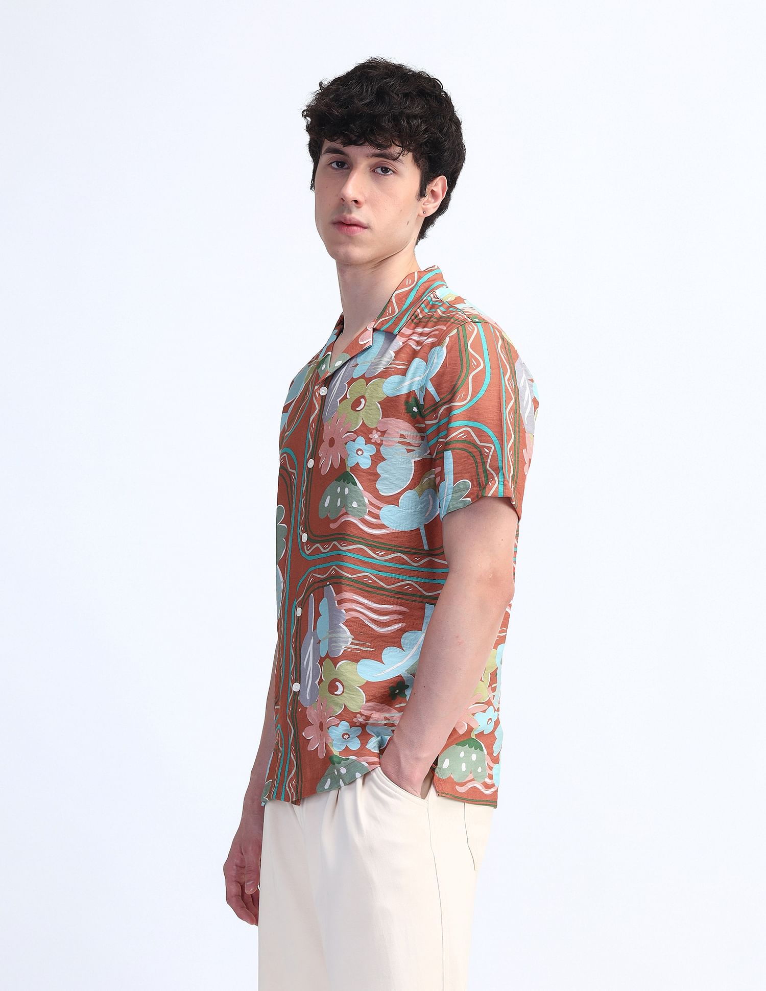 Flying Machine Kiddult Floral Pattern Shirt