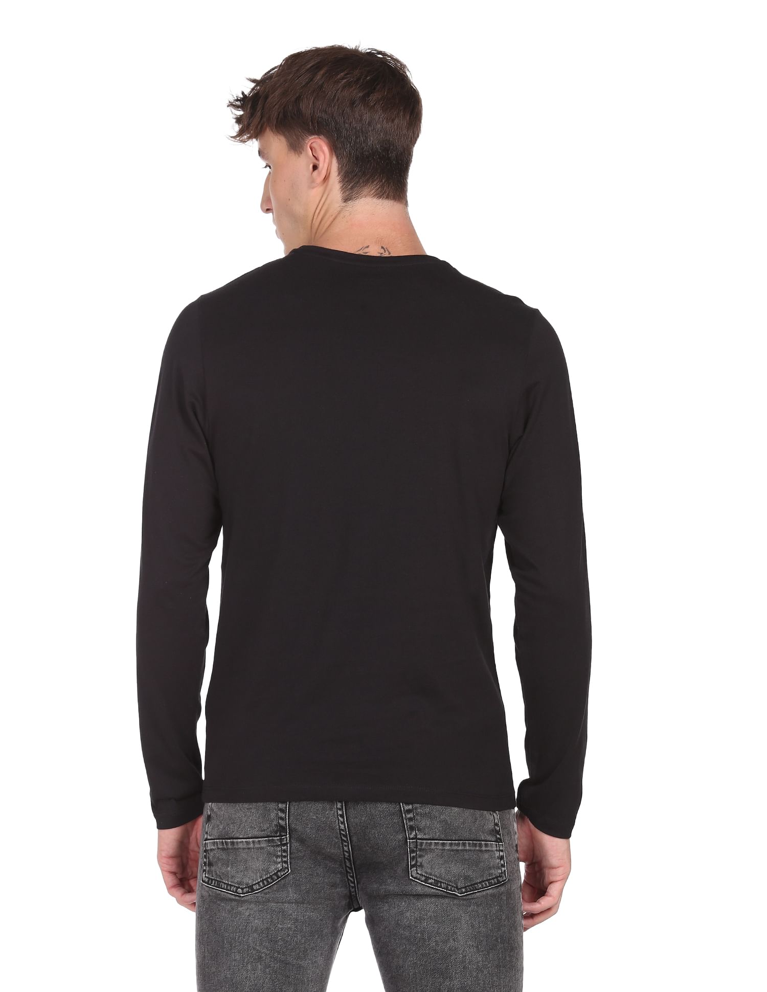 Flying Machine Long Sleeve Brand Print T-Shirt