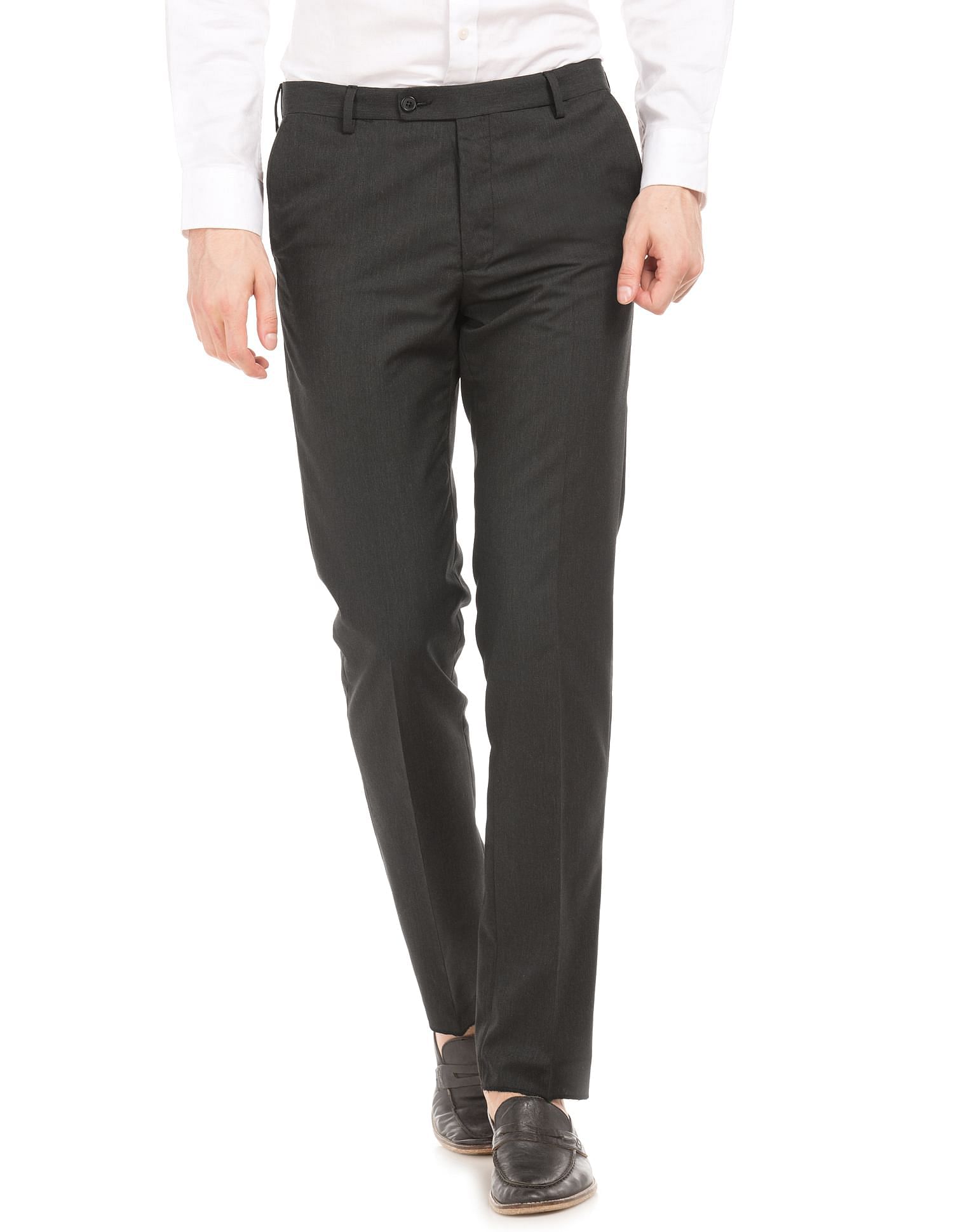 Buy Arrow Self Design Tailored Fit Smart Flex Dobby Formal Trouser Black at  Amazonin