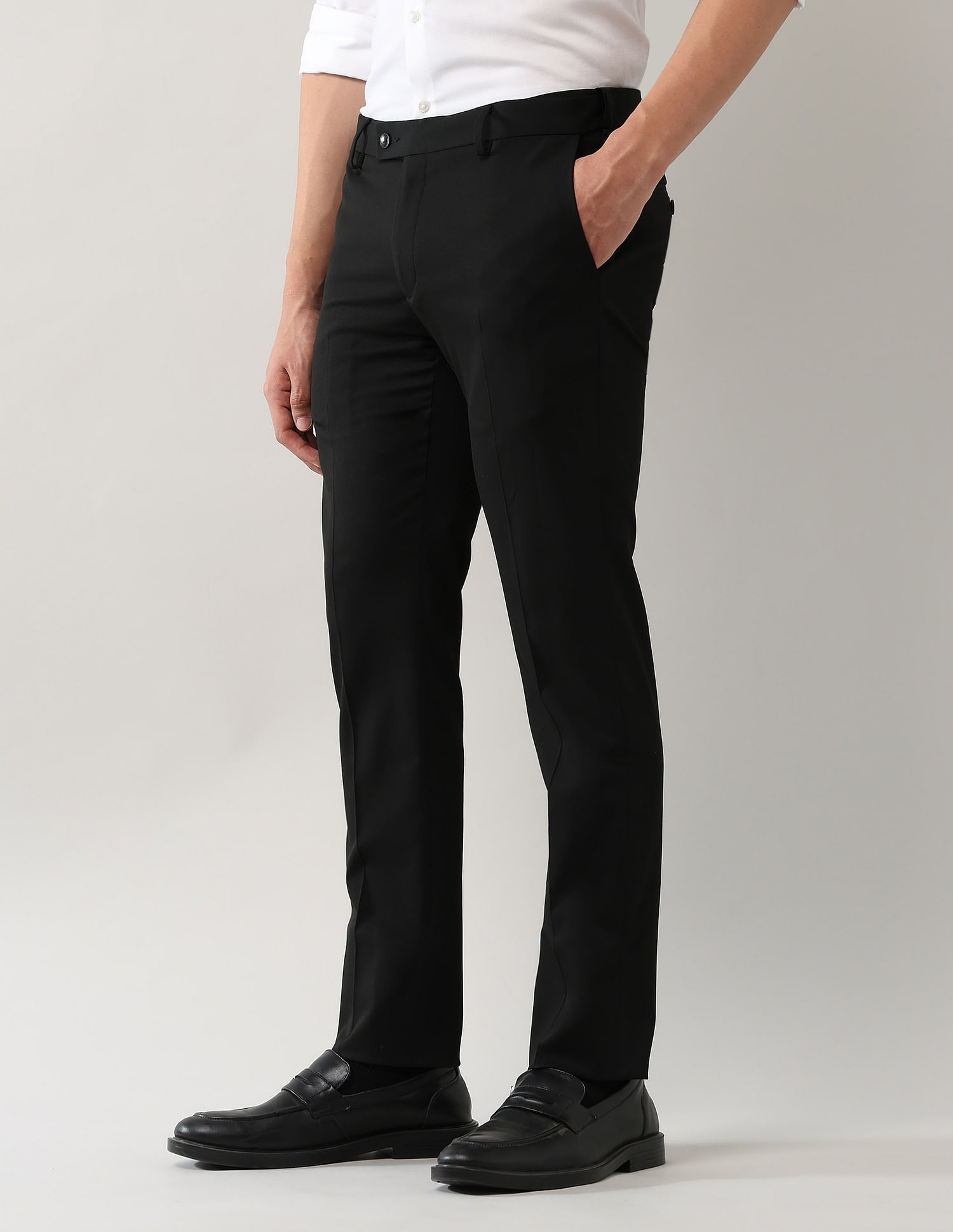 Arrow Regular Fit Solid Trousers