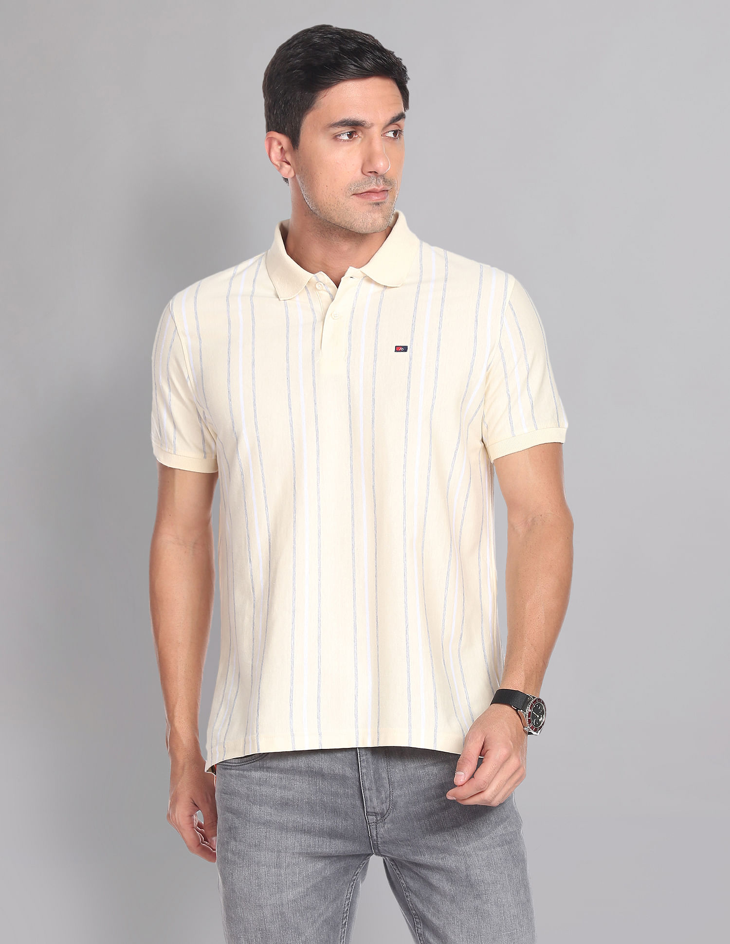 AD by Arvind Vertical Stripe COOL-IT Real Deal Polo Shirt