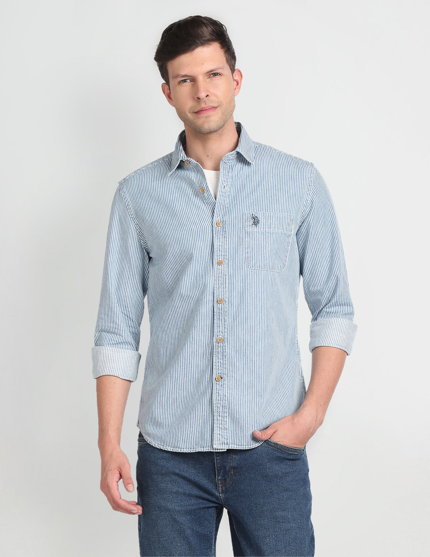 U.S. Polo Assn. Denim Co. Vertical Stripe Slim Fit Shirt