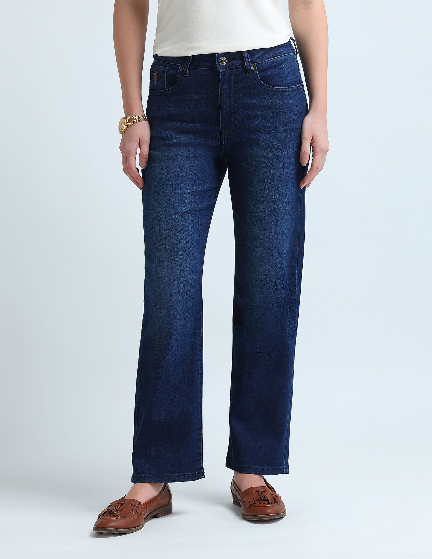 U.S. Polo Assn. Women High Rise Straight Fit Jeans