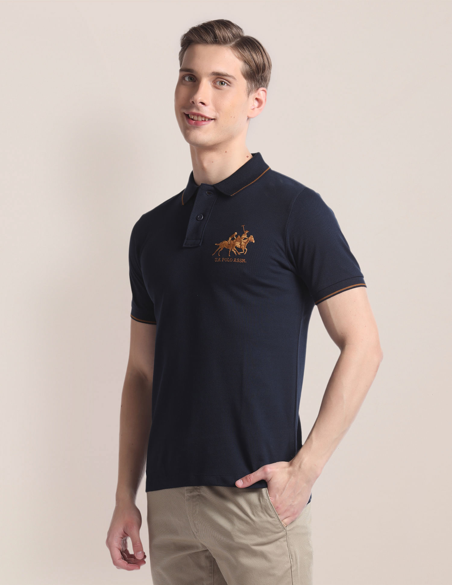 U.S. Polo Assn. Brand Embroidered Slim Polo Shirt