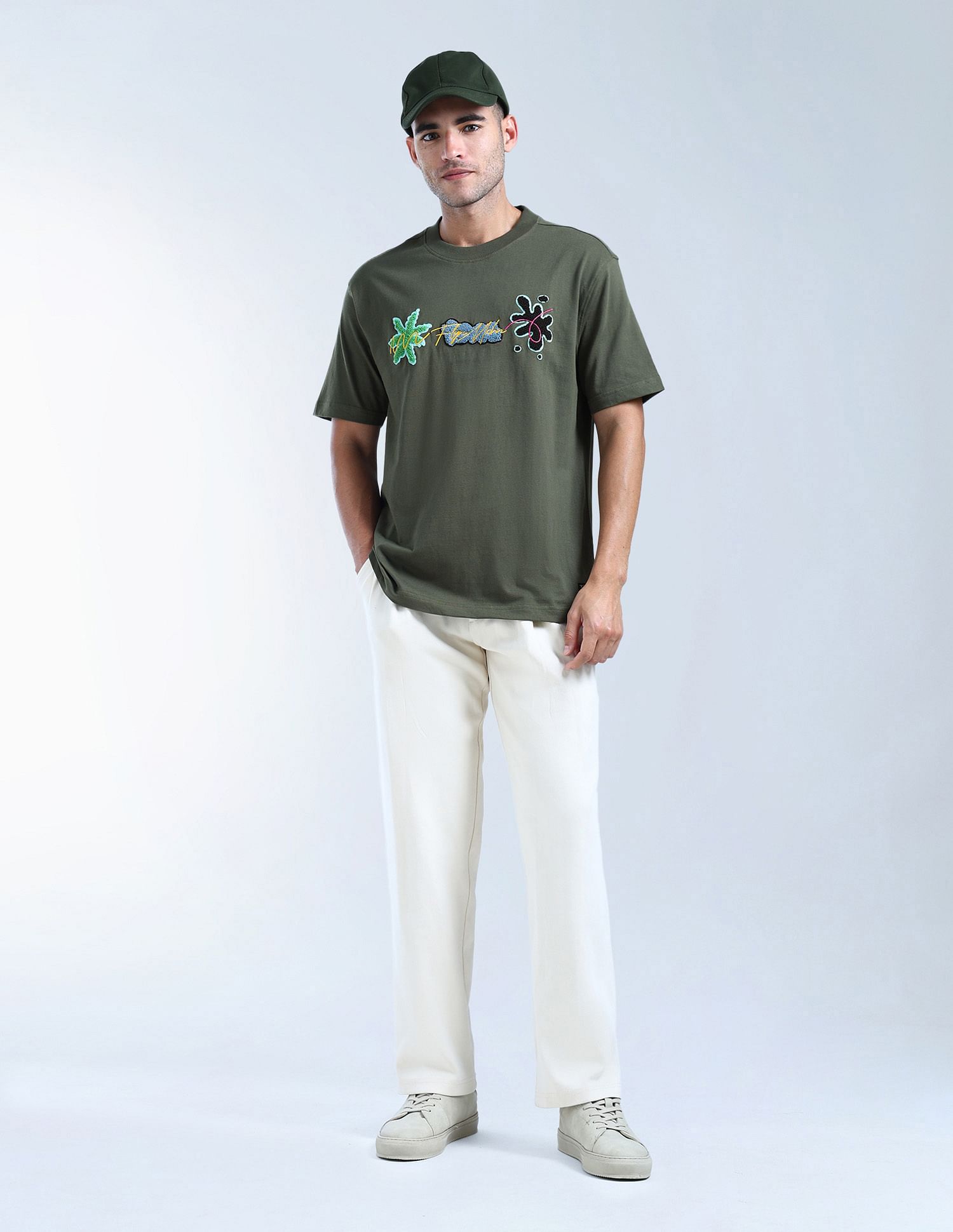 Flying Machine Brand Appliqued Pure Cotton T-Shirt