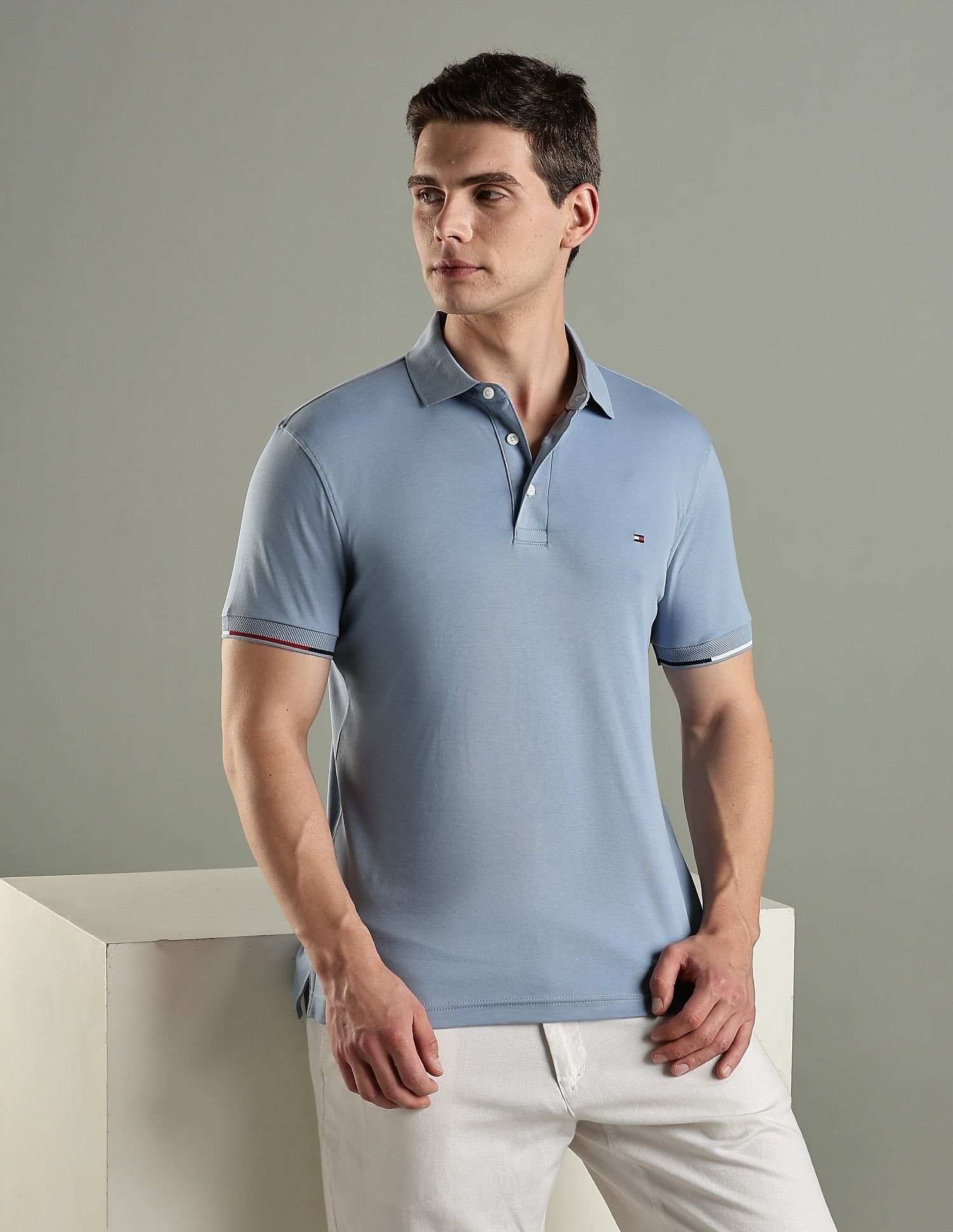 Tommy Hilfiger Solid Slim Fit Cotton Polo T-Shirt