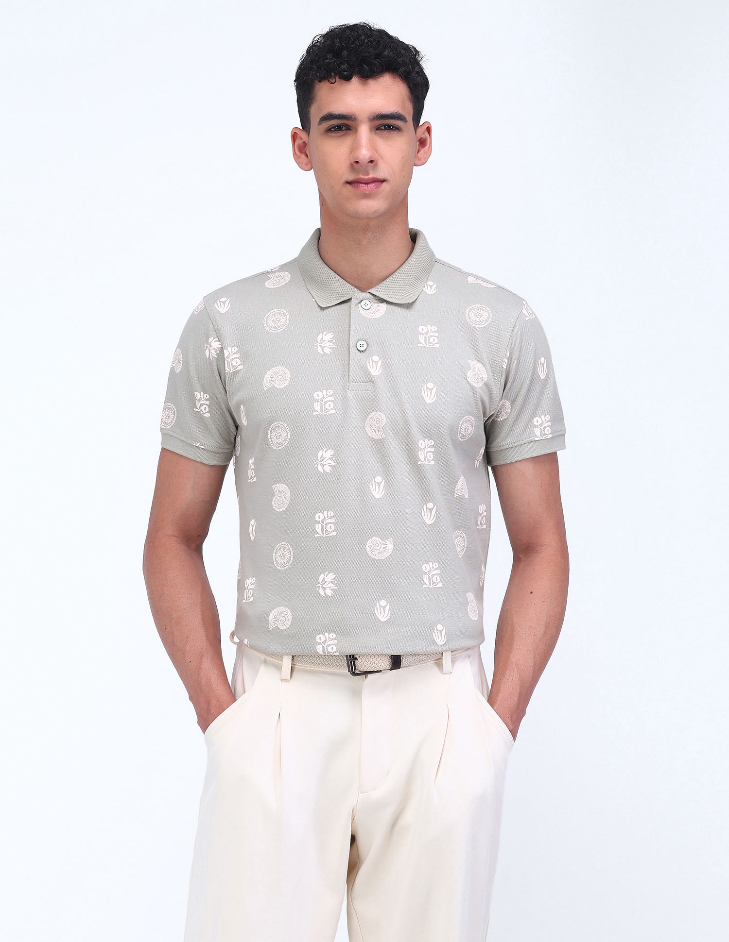 Flying Machine All-over Print Regular Polo Shirt