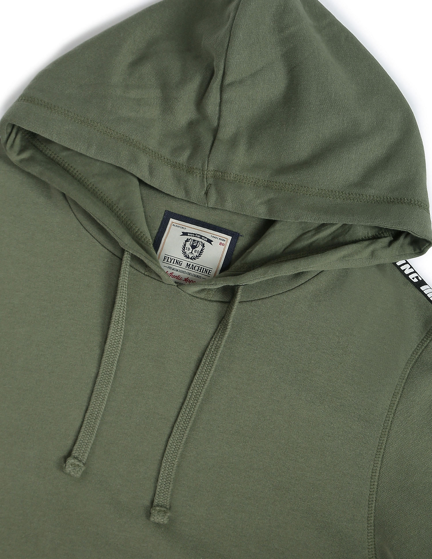 Flying Machine Brand Tape Solid Hooded Sweatshirt