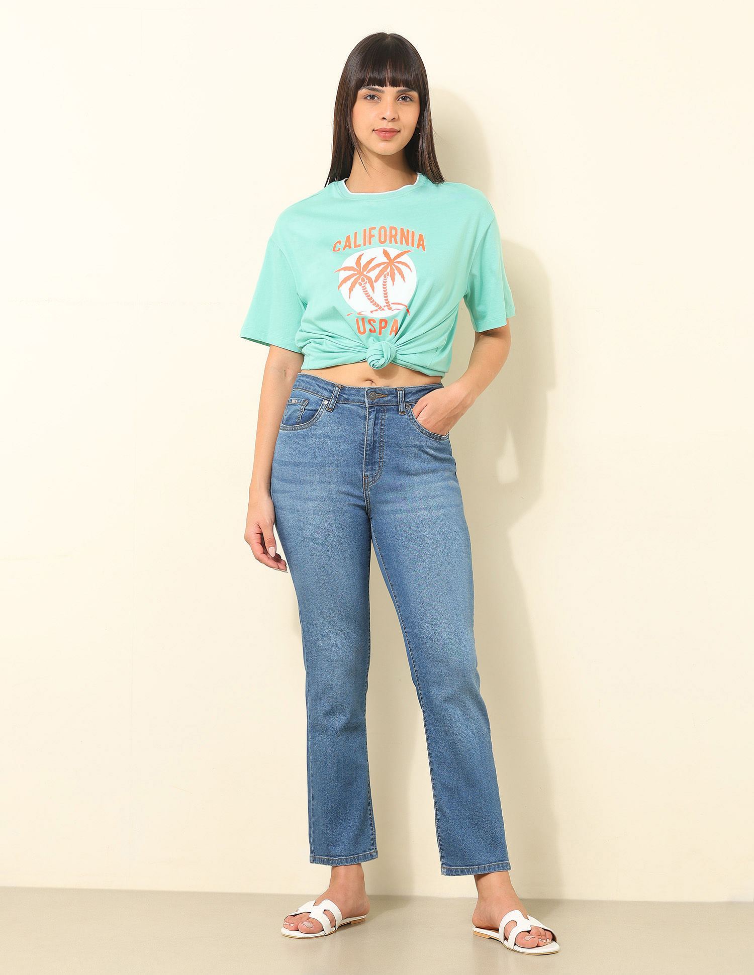 U.S. Polo Assn. Women Boyfriend Fit Brand Printed T-Shirt