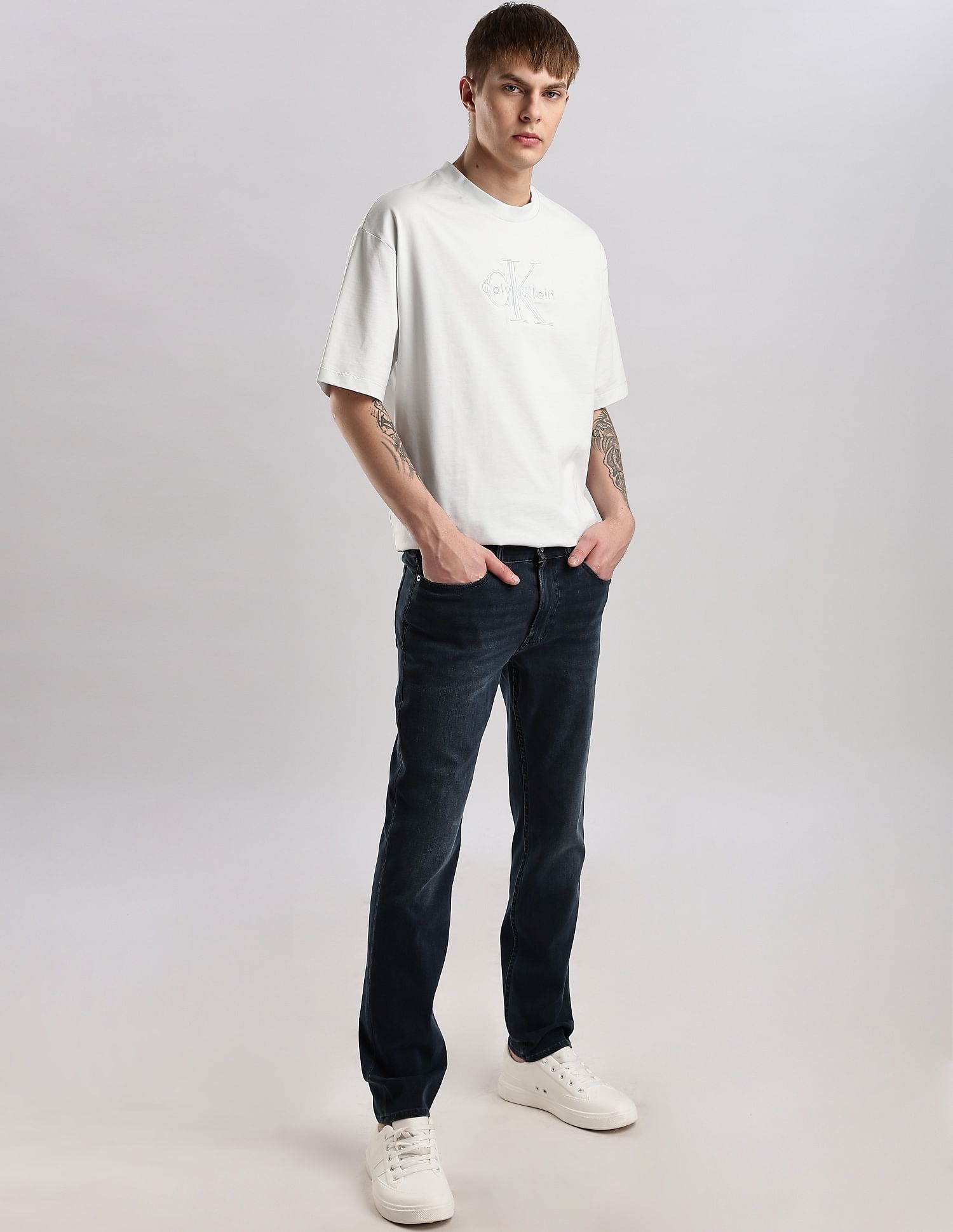 Calvin Klein Jeans Mens Blue Logo T-Shirts