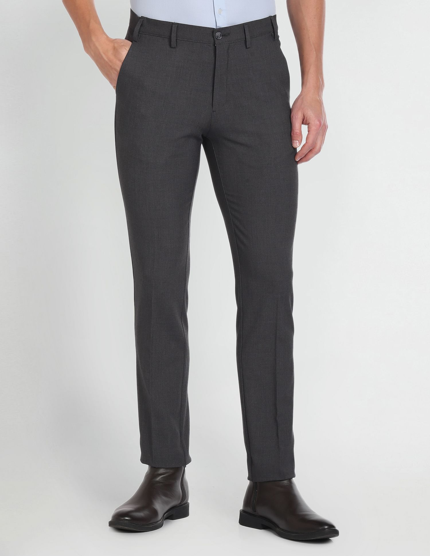 Arrow Mid Rise Solid Autoflex Trousers