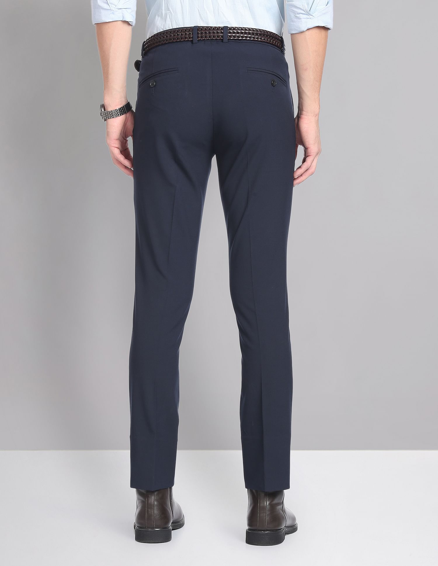 AD by Arvind Twill Solid Smart Flex Formal Trousers