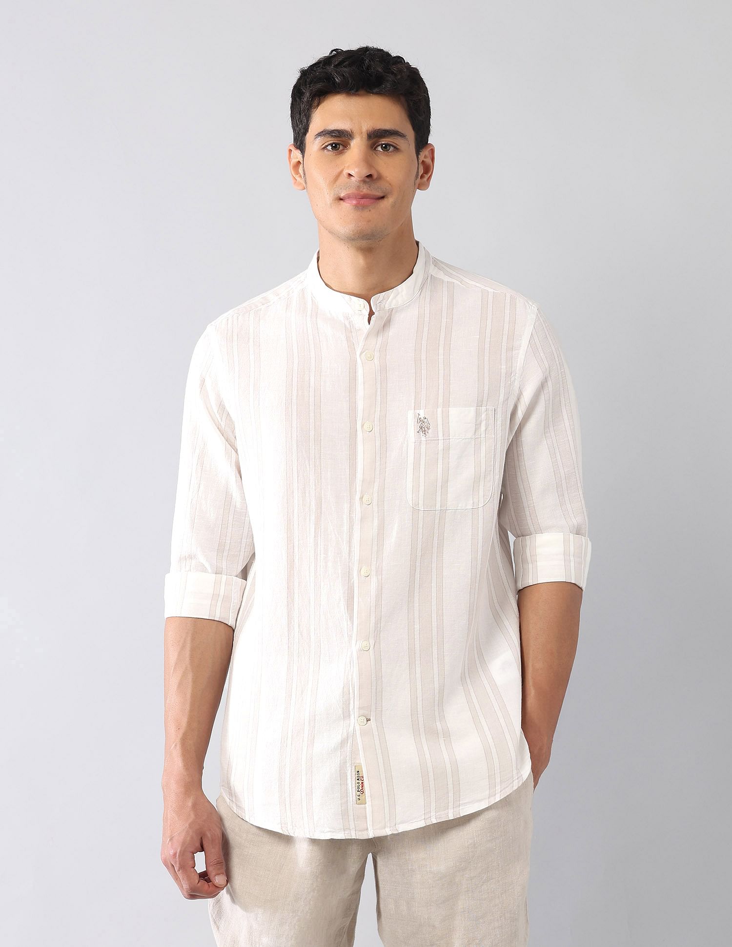 U.S. Polo Assn. Denim Co. Vertical Striped Poplin Regular Fit Shirt