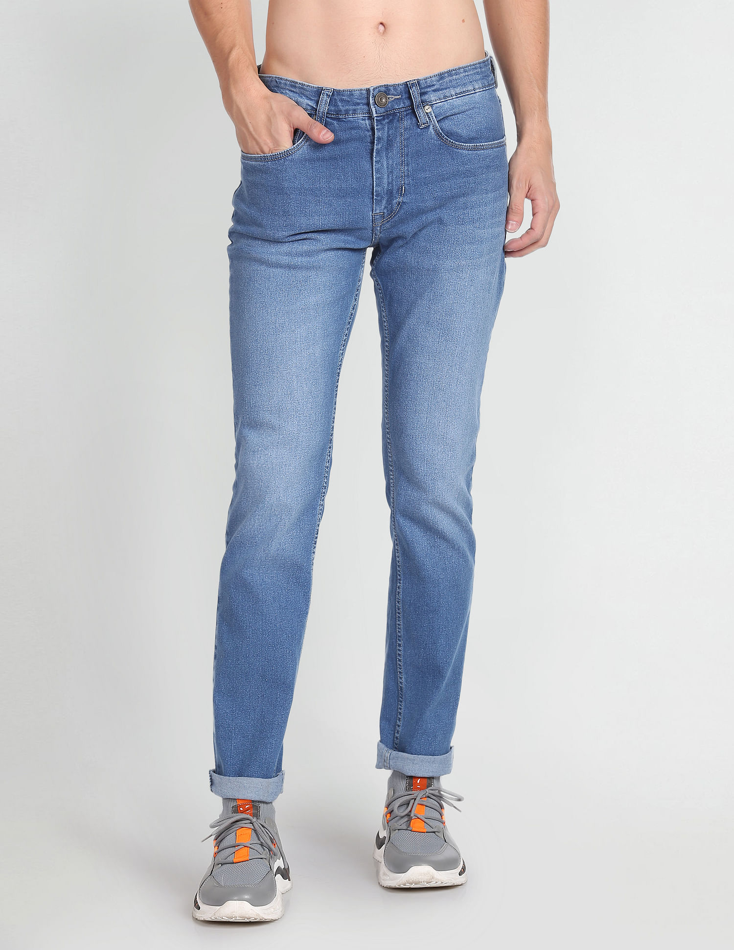 Flying Machine Stone Wash Freddie Slim Straight Fit Jeans