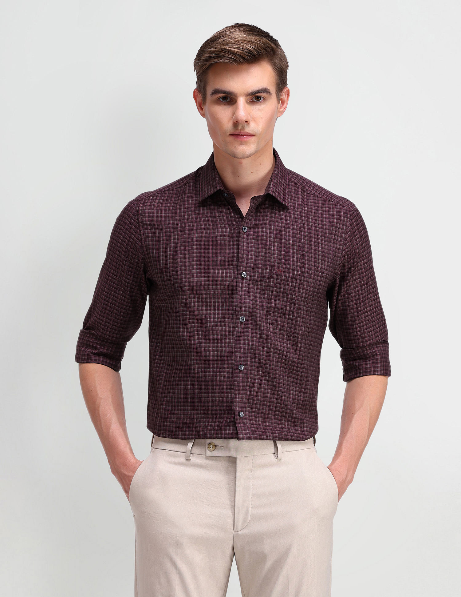 Arrow Gingham Checked Dobby Shirt
