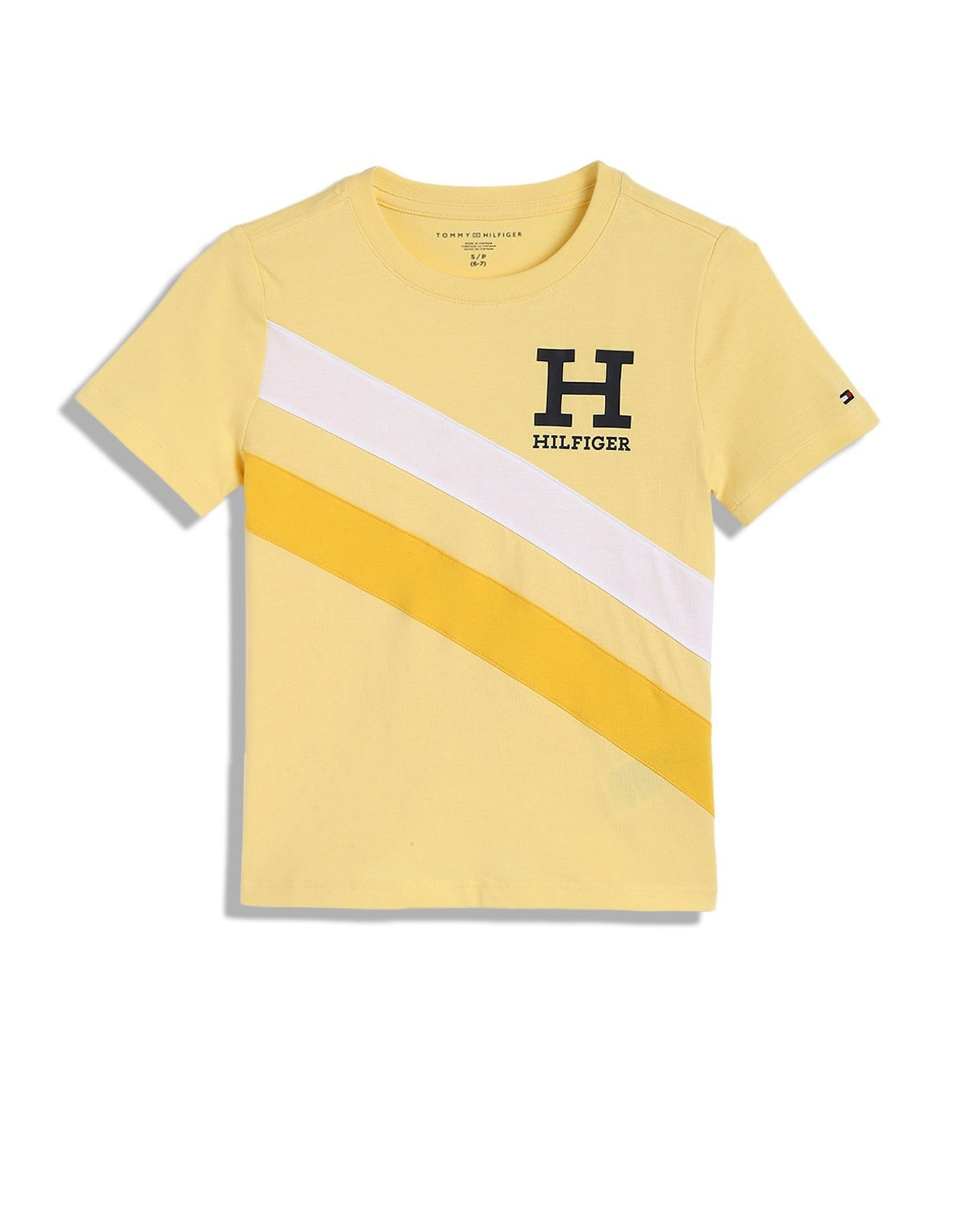 Tommy Hilfiger Boys Yellow Diagonal Striped T-Shirt