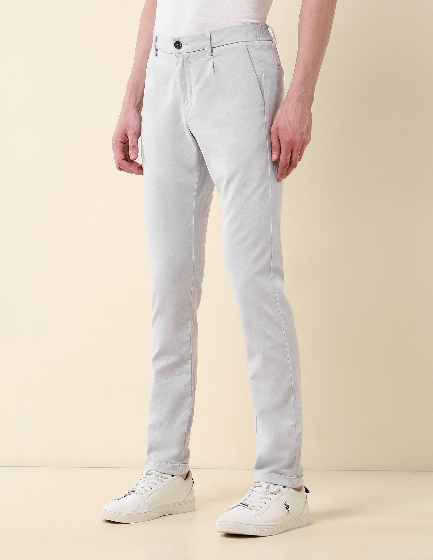 U.S. Polo Assn. Solid Denver Slim Fit Twill Trousers