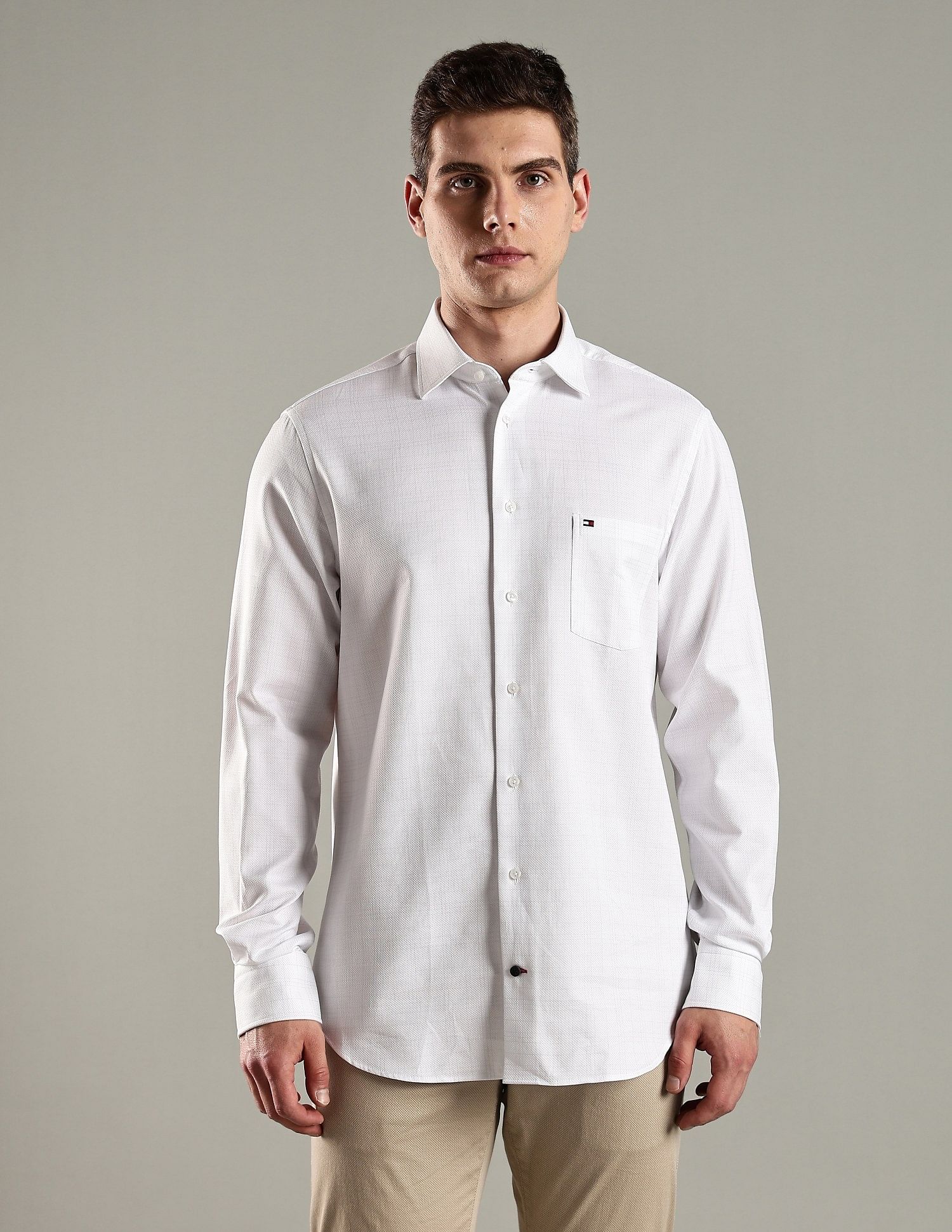 Tommy Hilfiger Solid Regular Fit Cotton Shirt
