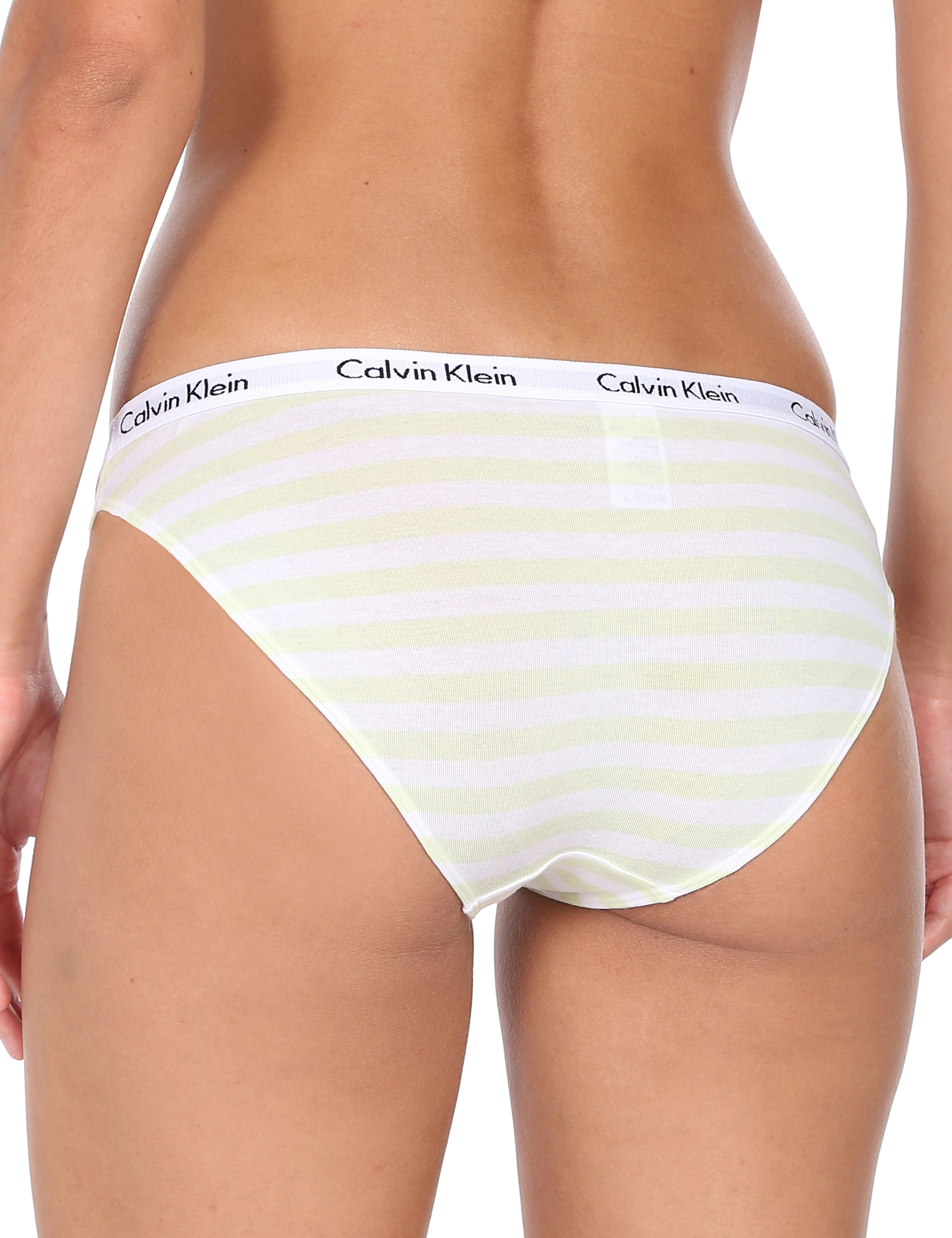Buy Calvin Klein Underwear Women White And Green Mid Rise Striped Bikini -  