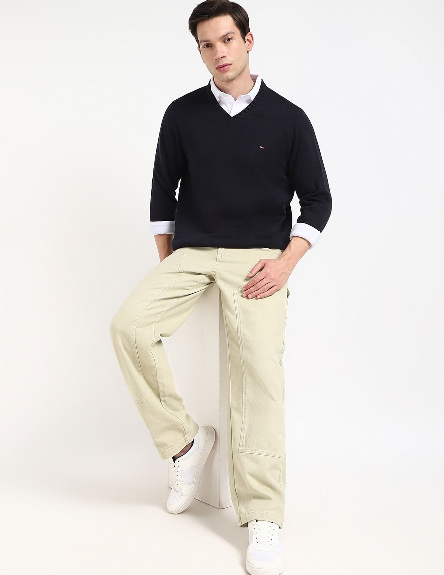 Tommy Hilfiger Solid Regular-Fit Cotton Sweater