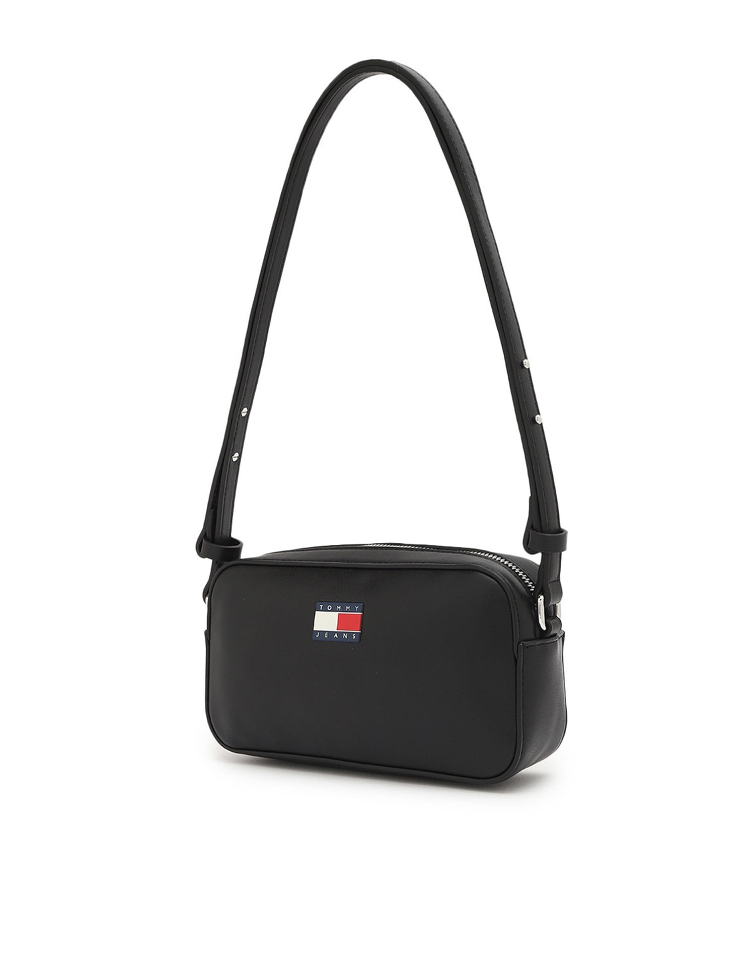 Tommy Hilfiger Solid Black Pu Sling Bag