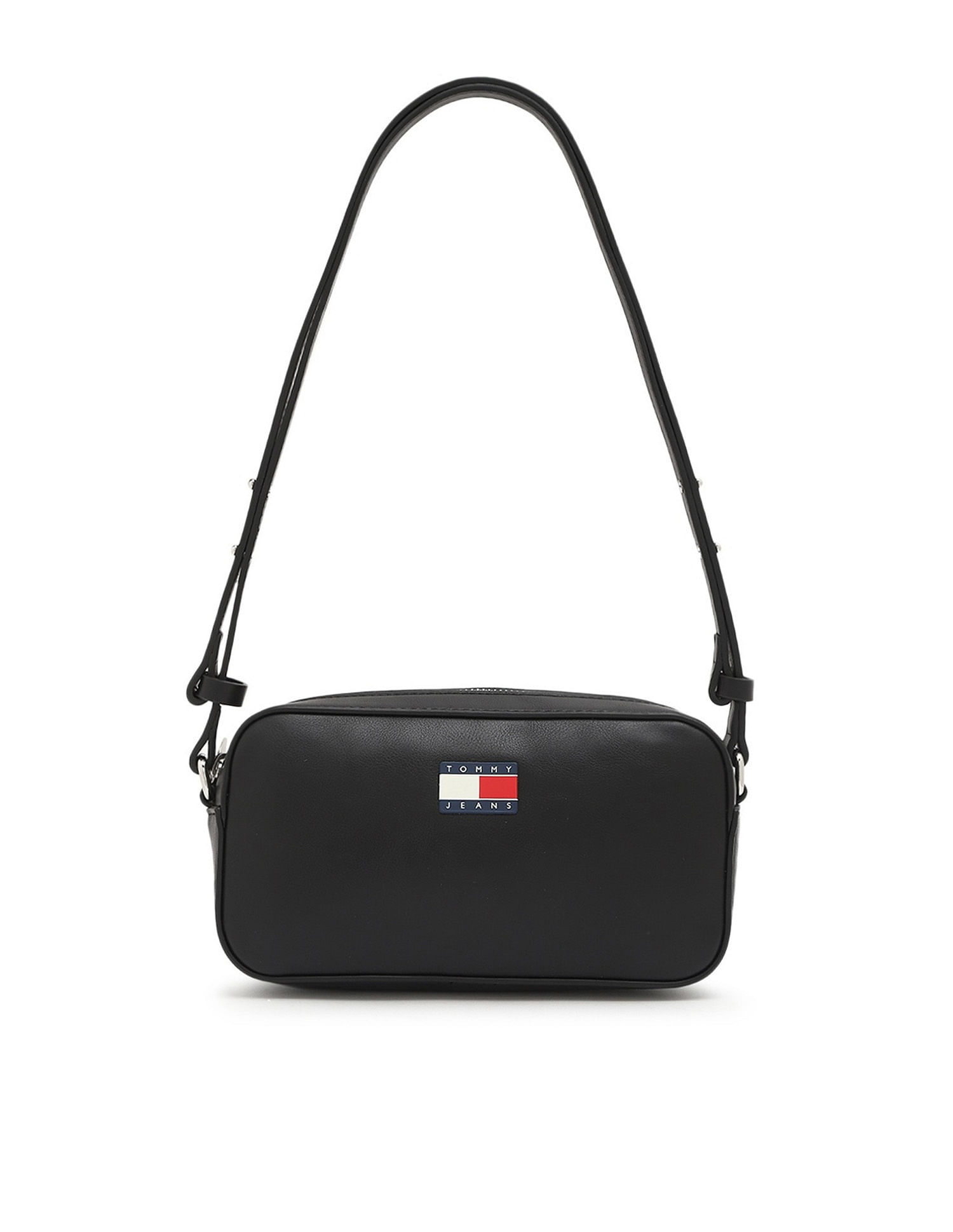 Tommy Hilfiger Solid Black Pu Sling Bag