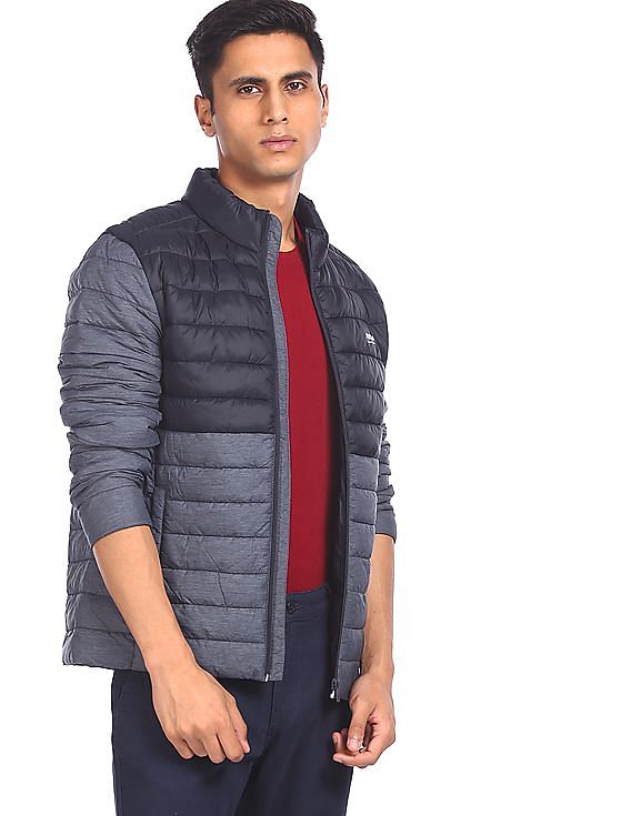 Flying Machine High Neck Colour Block Jacket