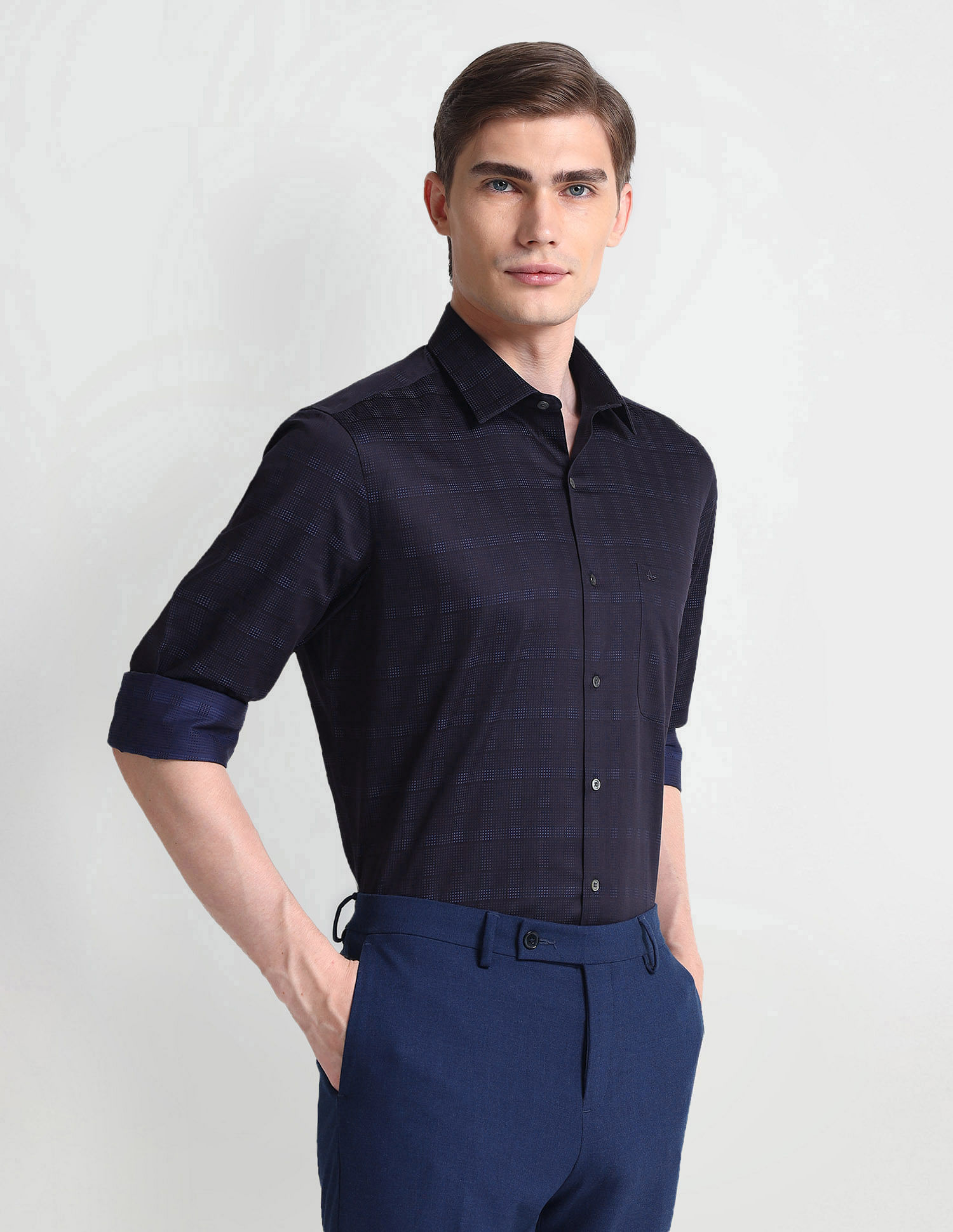 Arrow Check Patterned Dobby Shirt