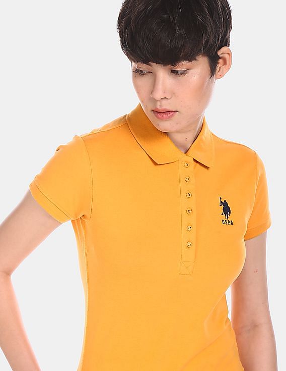 U.S. Polo Assn. Women Short Sleeve Solid Pique Polo Shirt