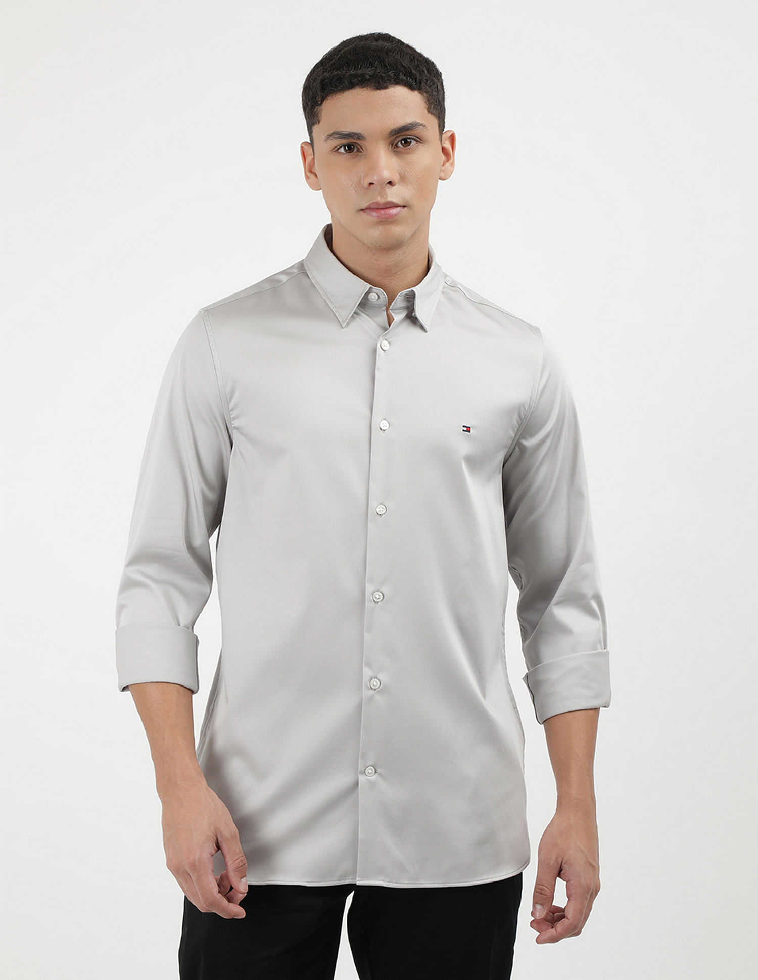Tommy Hilfiger Sateen Solid Slim Fit Shirt