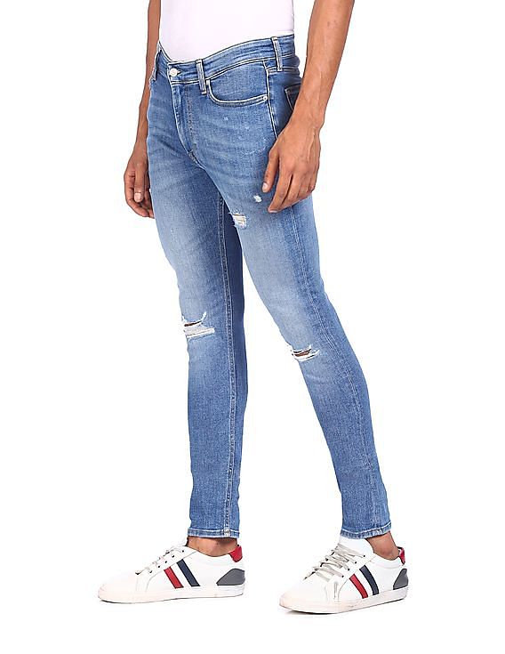 Tommy Hilfiger Men Blue Simon Skinny Fit Distressed Jeans