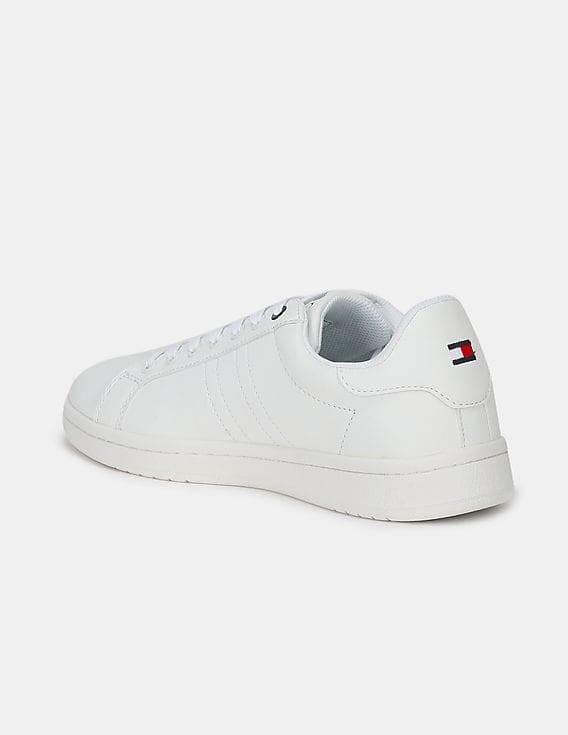 Buy Tommy Hilfiger Men White Lace Up Brand Stripe Sneakers  display picture 3