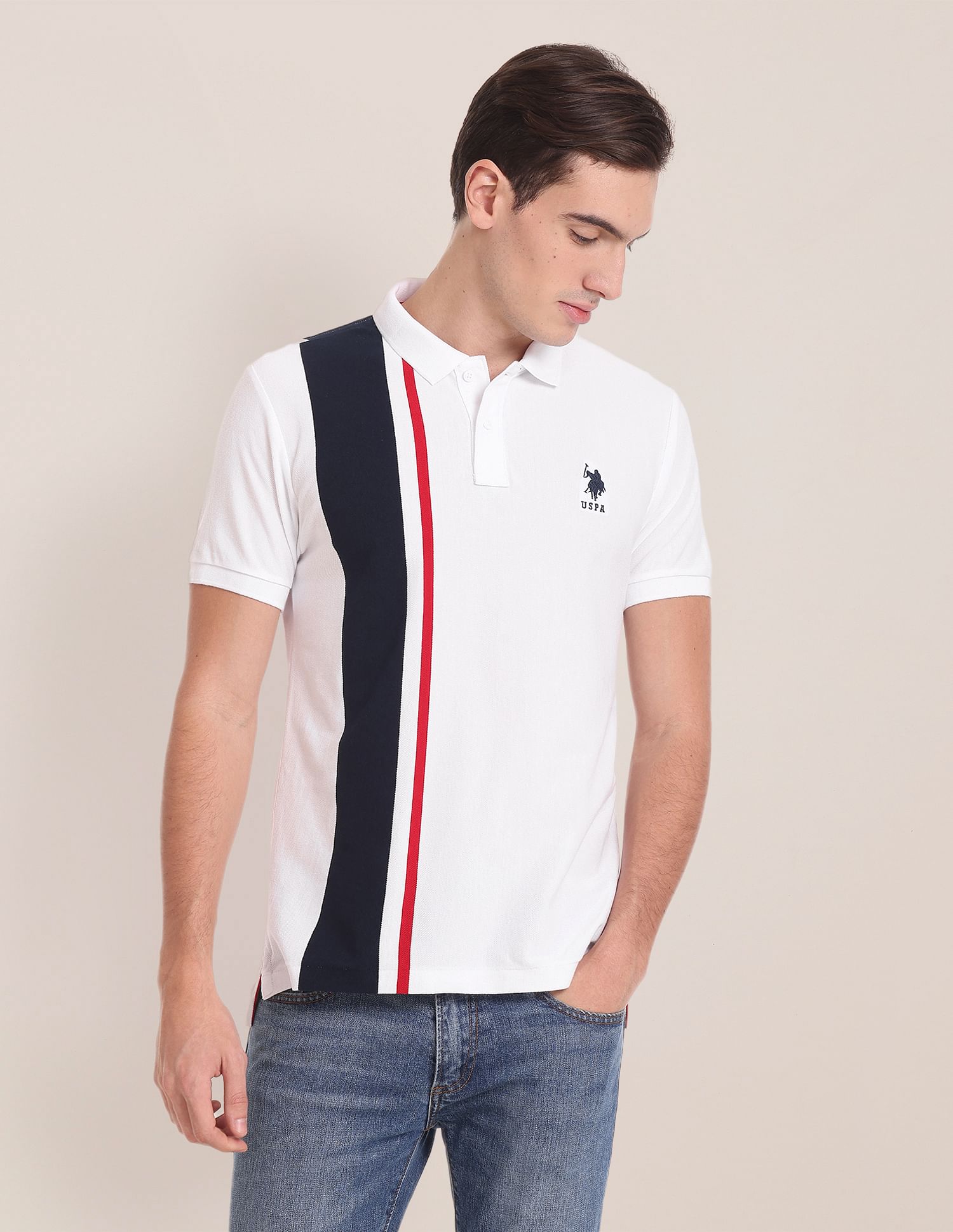 U.S. Polo Assn. Vertical Stripe Slim Fit Polo Shirt