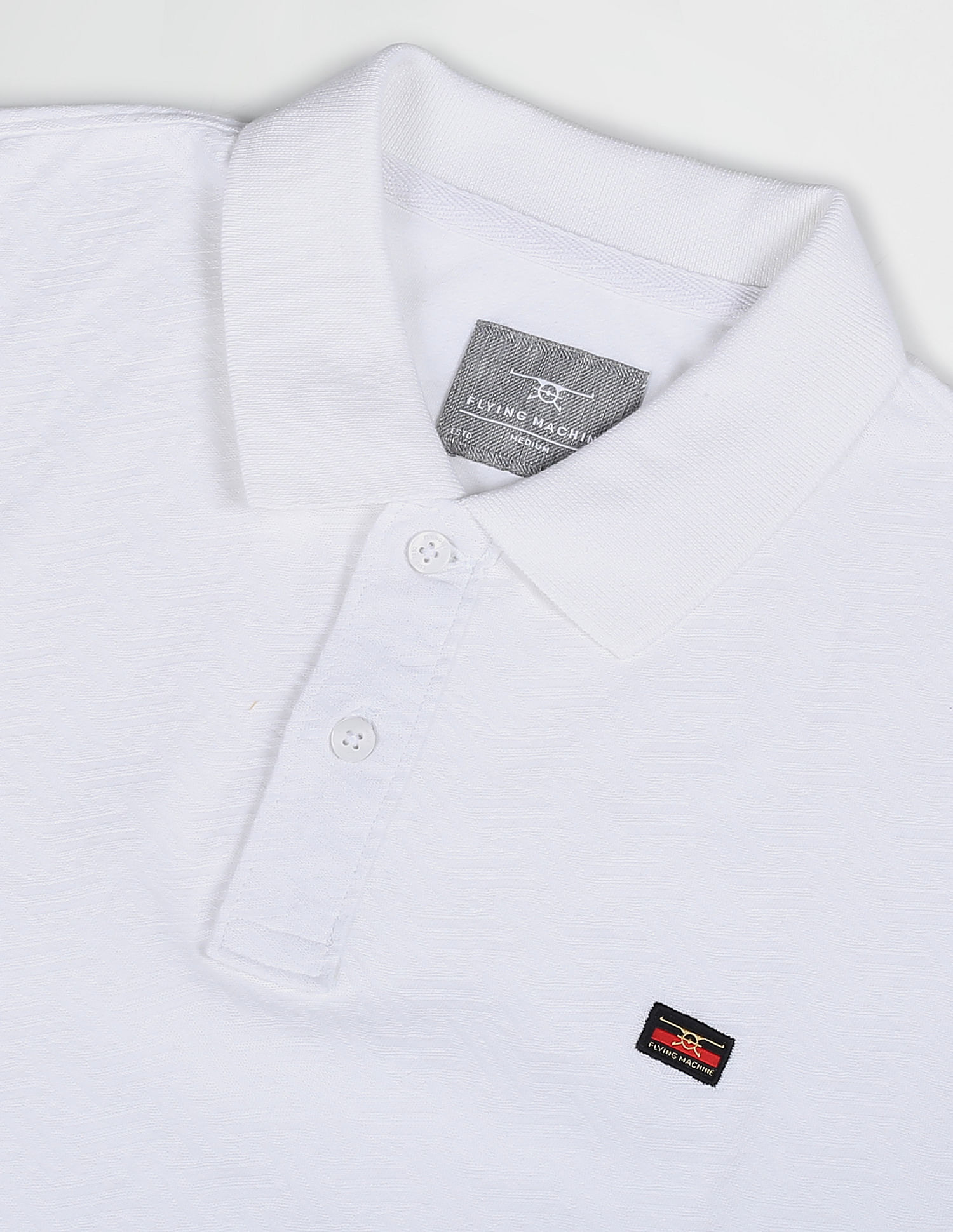 Flying Machine Pattern Knit Cotton Polo Shirt
