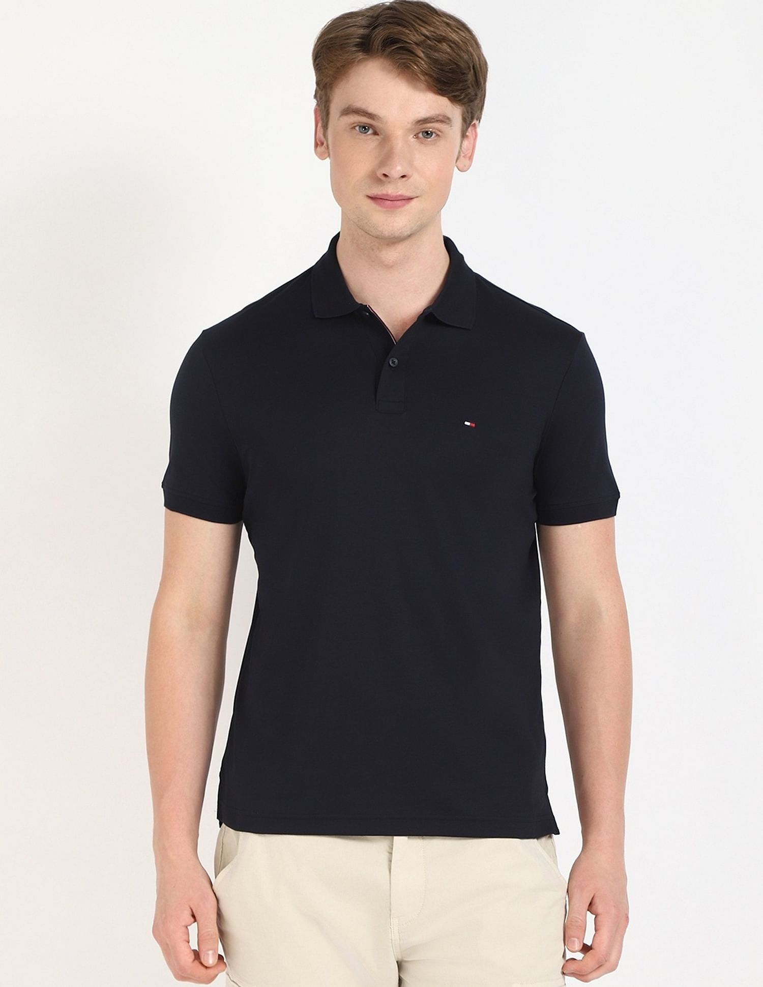 Tommy Hilfiger Solid Regular-Fit Cotton Polo Shirt