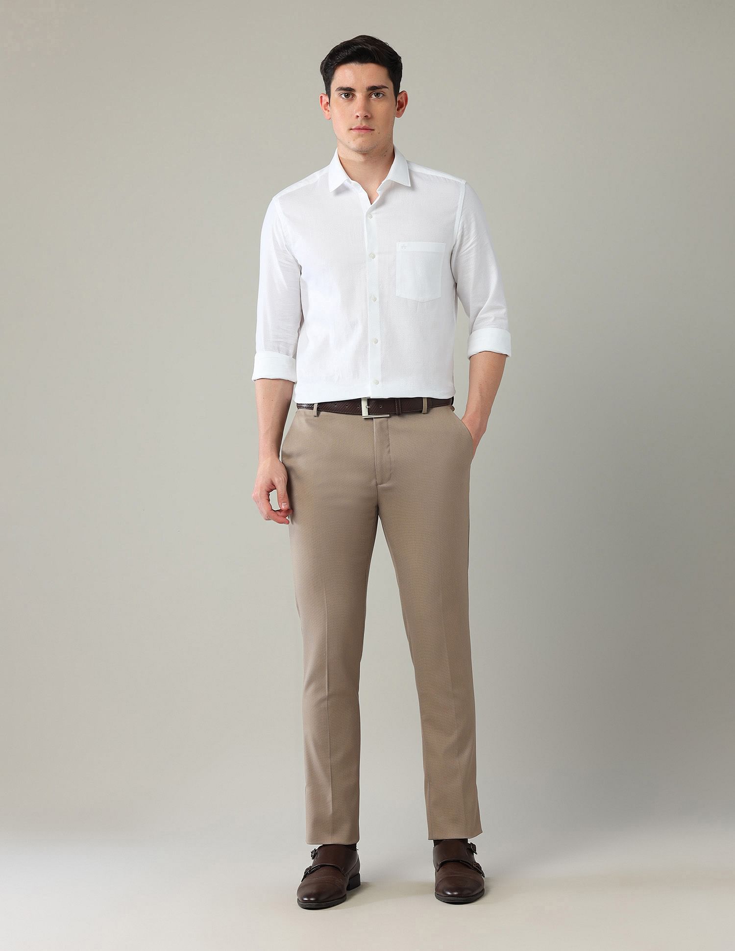 Arrow AutoFlex Slim Fit Mid Rise Trousers