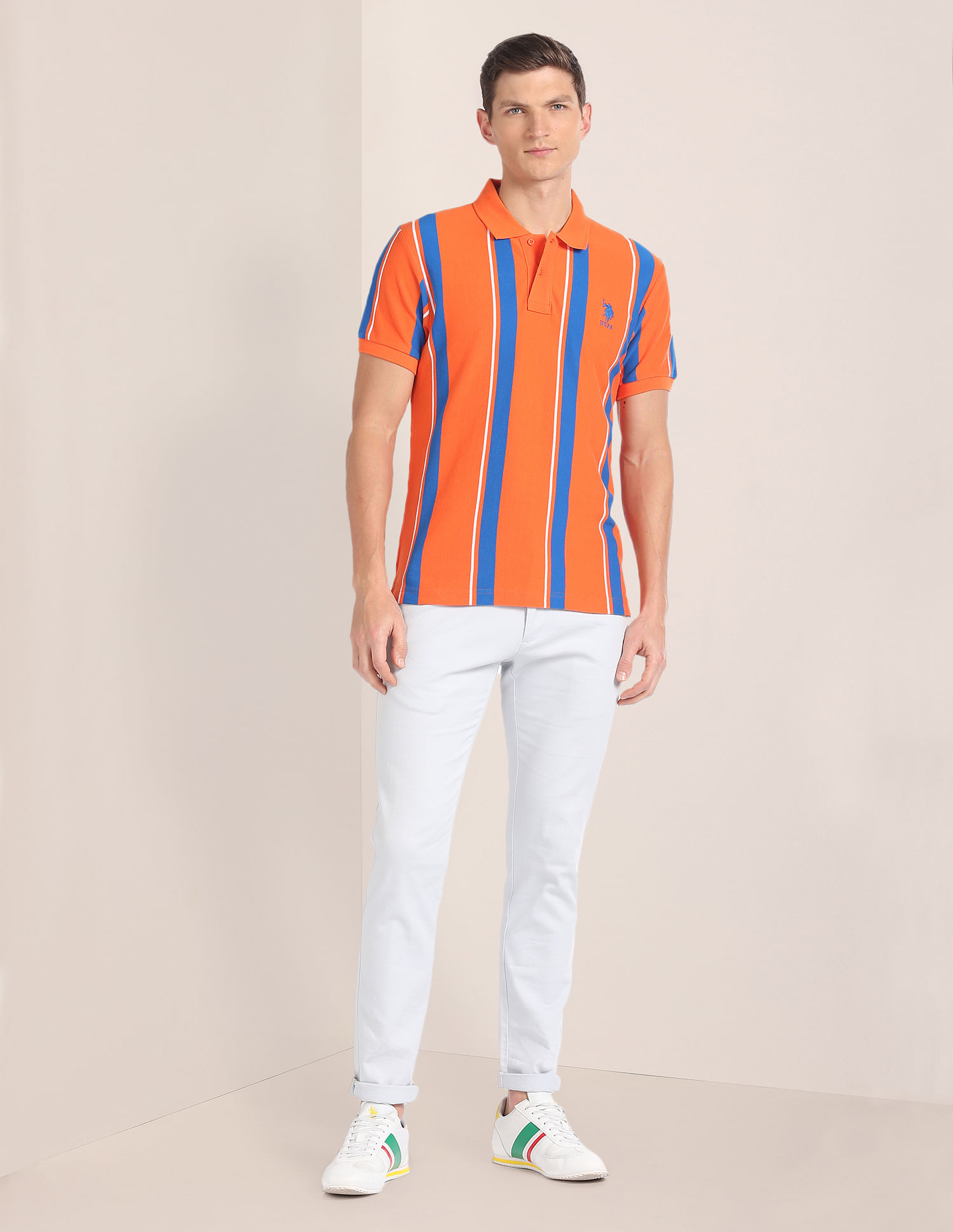 U.S. Polo Assn. Vertical Stripe Cotton Polo Shirt