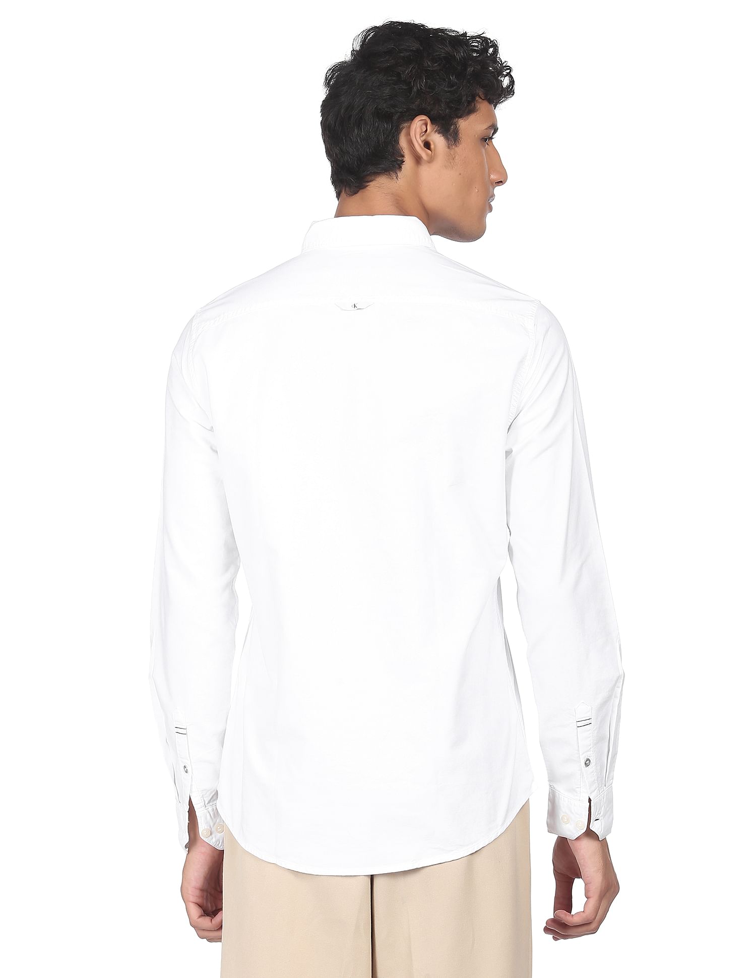 Calvin Klein Men White Pure Cotton Slim Fit Casual Shirt