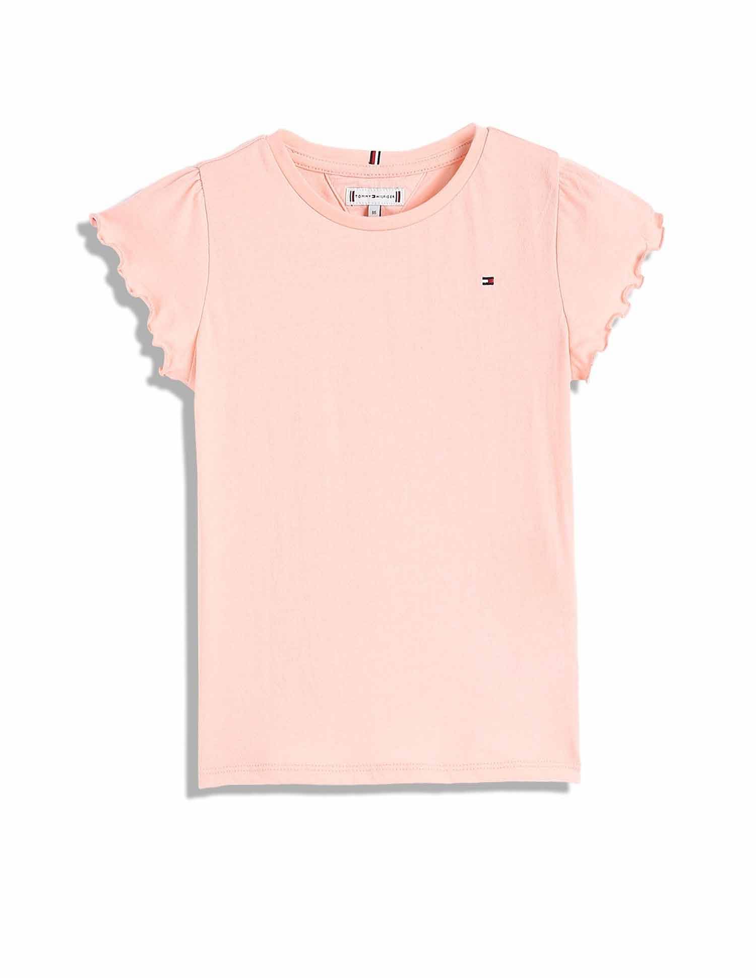 Tommy Hilfiger Kids Girls Solid Slim-Fit Cotton T-Shirt