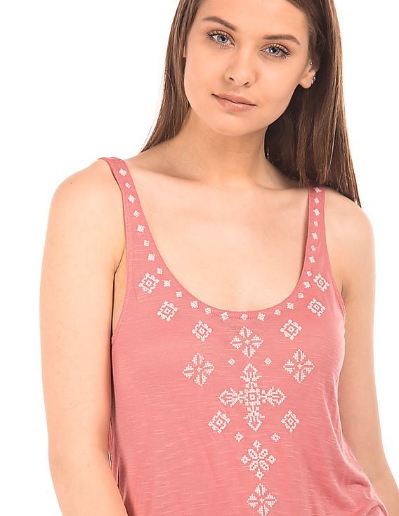 Aeropostale Embroidered Viscose Tank Top