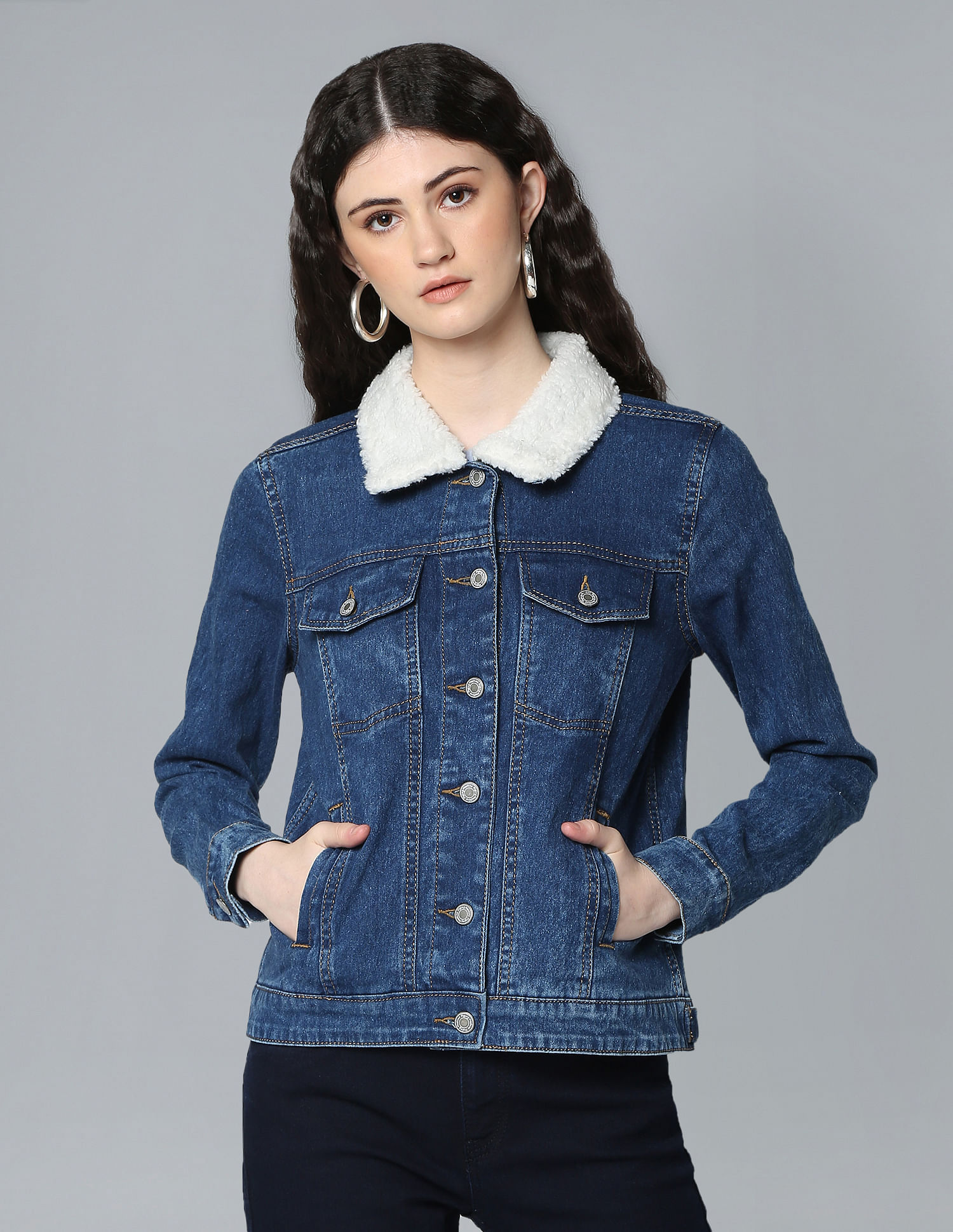 Winter Fashion Womens Denim Faux Fur Lined Warm Coats Jean Jacket Girls  Outwear | eBay