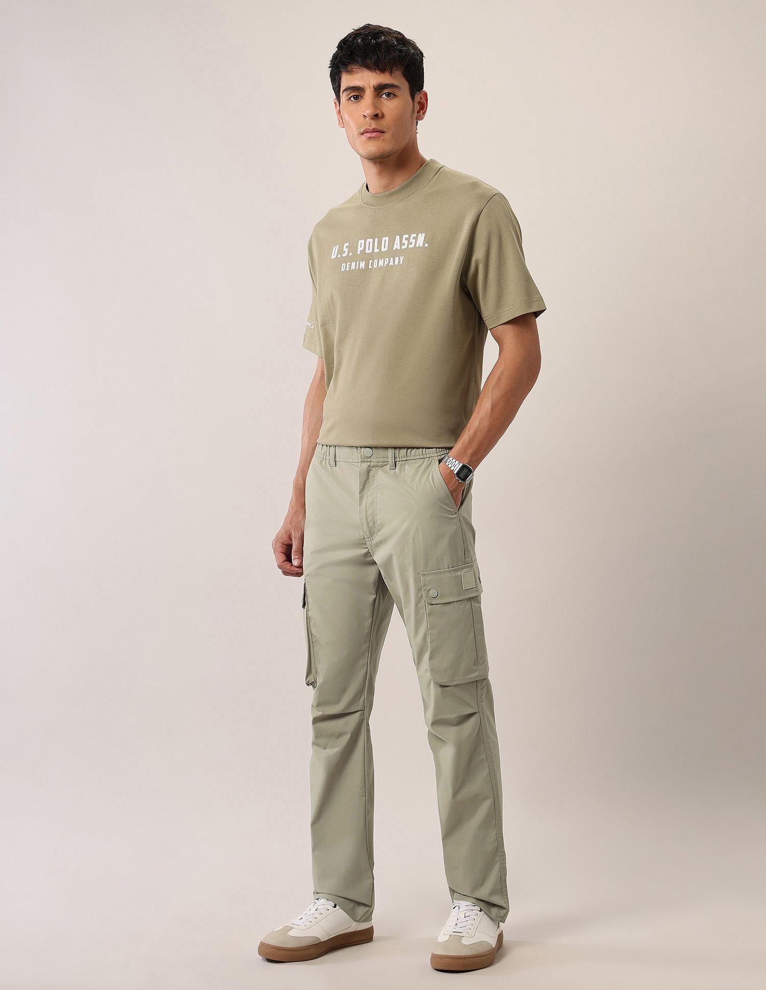 U.S. Polo Assn. Denim Co. Mid Rise Solid Straight Fit Cargos