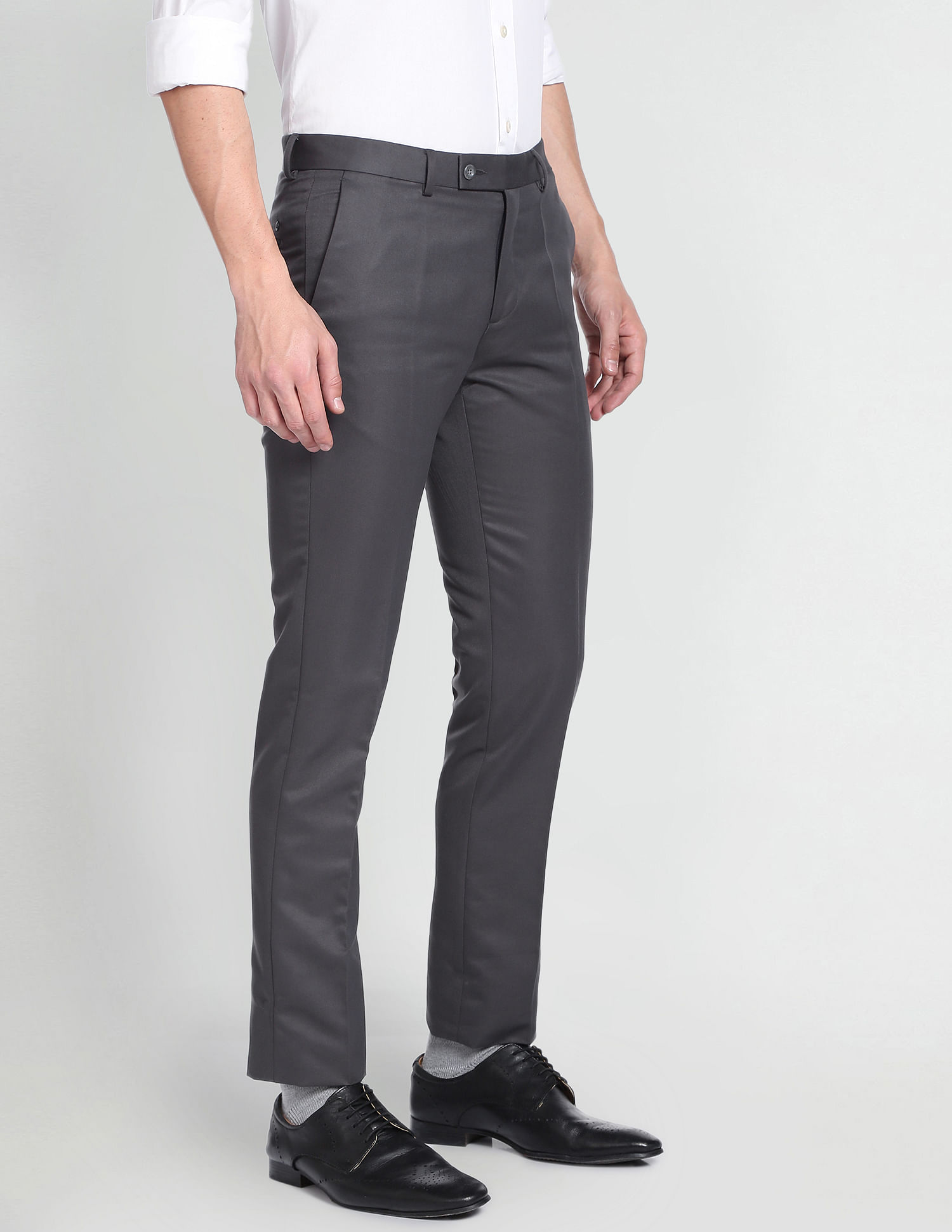 Buy Arrow Flat Front Dobby Trousers - NNNOW.com
